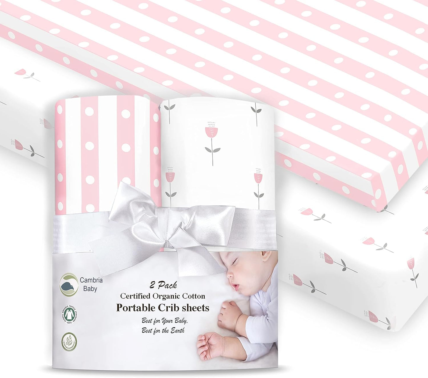 100% Organic Cotton Fitted Sheets Fit and are Compatible with Graco Pack n Play, Babyletto, Pamo Babe, Hiccapop, Dream on Me, Evenflo, Baby Trend Portable/Mini Crib/Playards. 2 Pk