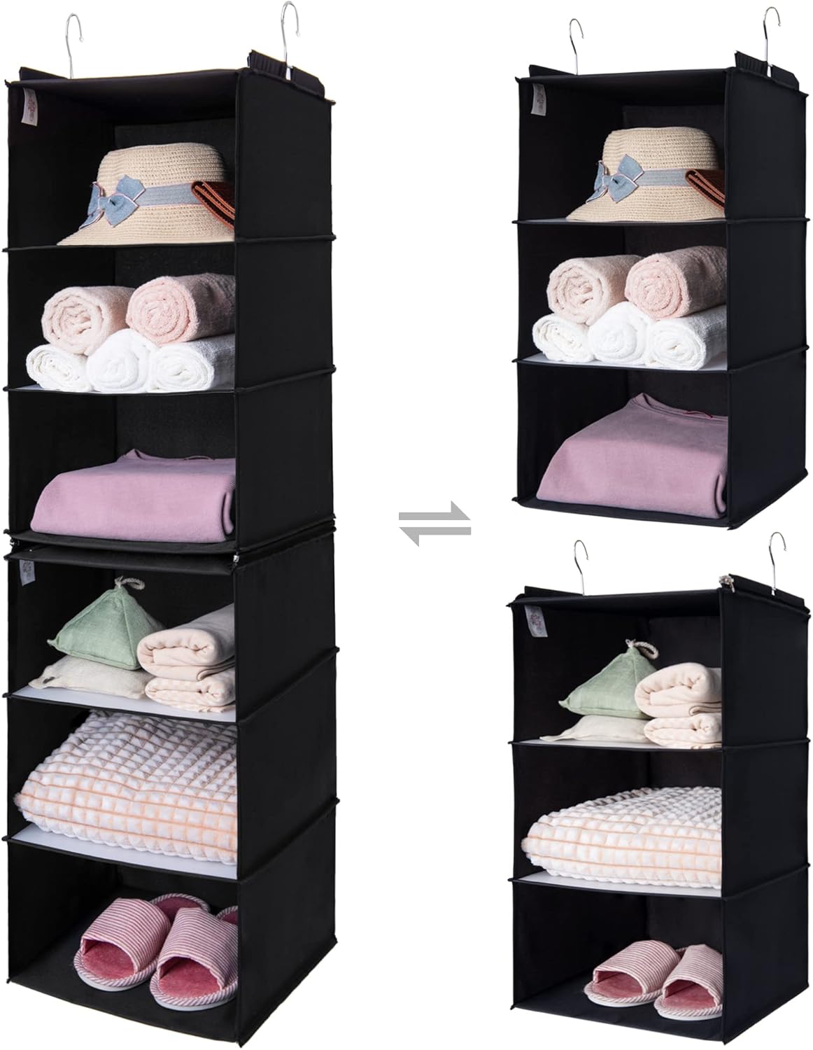 GRANNY SAYS 3-Shelf Hanging Closet Organizer and Storage, Collapsible Hanging Closet Shelves, Hanging Organizer for Closet & RV, Gray, 29 ½" H X 12" W X 12" D, 1-Pack