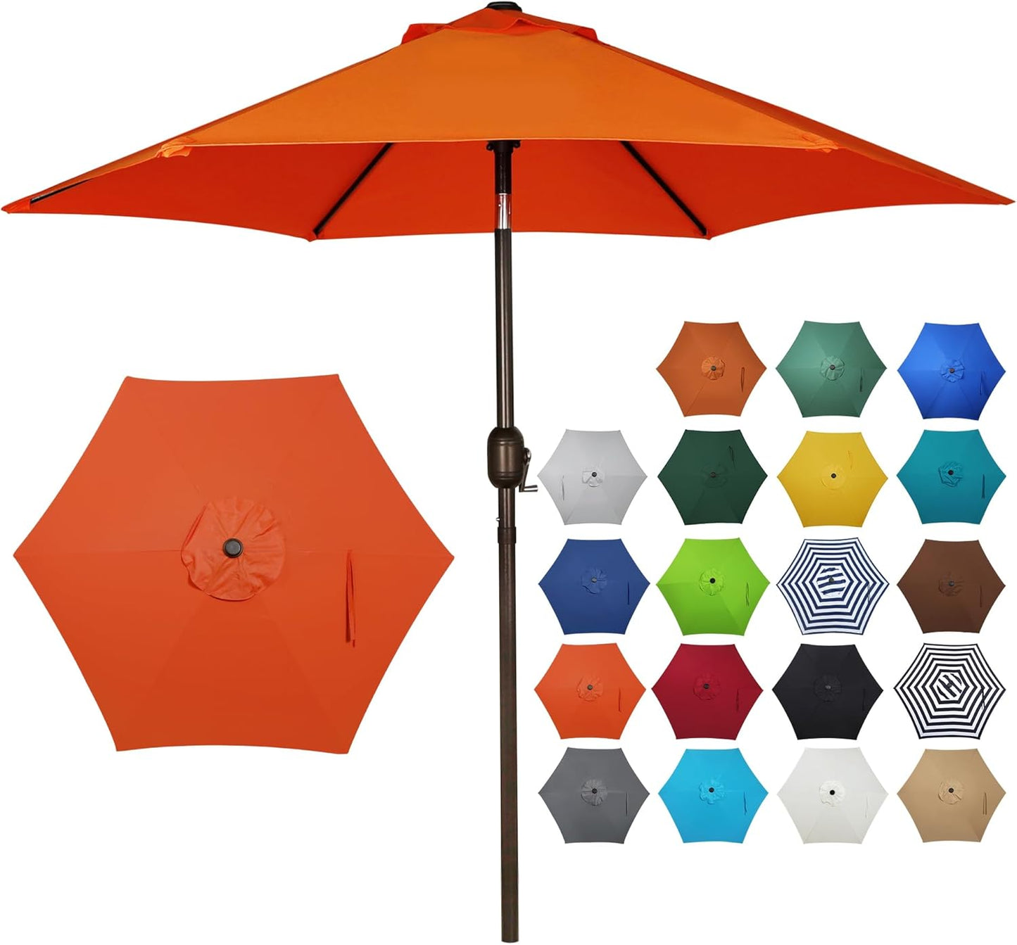 Blissun 7.5 ft Patio Umbrella, Yard Umbrella, Outdoor Market Umbrella with Push Button Tilt Crank (Blue&White)