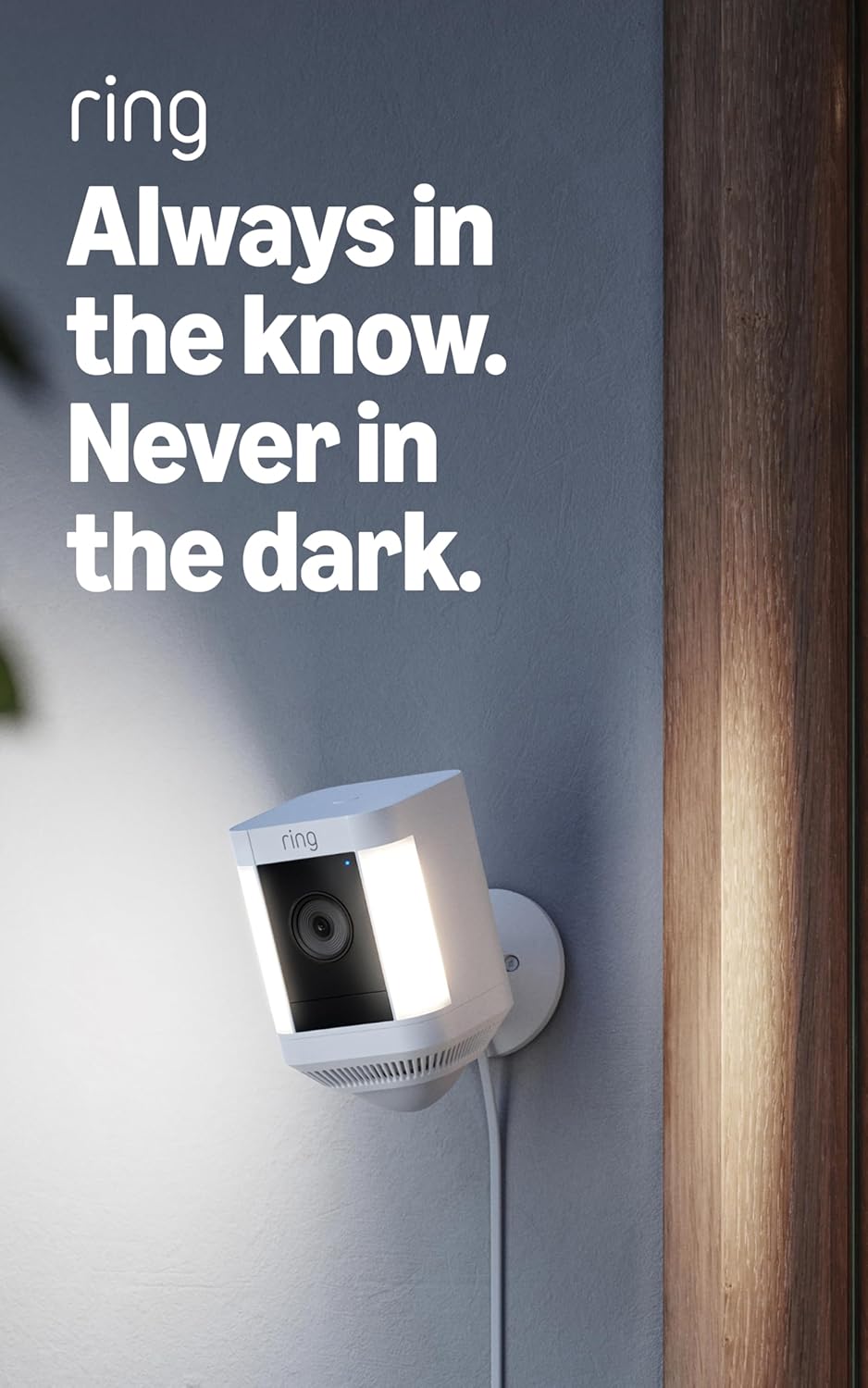Ring Spotlight Cam Plus, Battery (newest model), Home or business security with HD video, Two-Way Talk, Color Night Vision, and Security Siren, White
