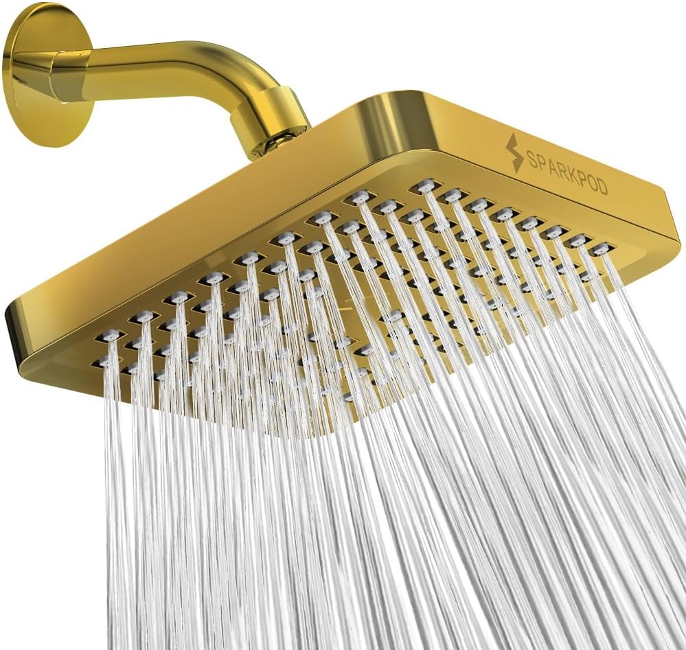SparkPod Shower Head - High Pressure Rain - Premium Quality Luxury Design - Easy Clean Adjustable Replacement for Your Bathroom Shower Heads (Luxury Polished Chrome, 6 Inch Round)