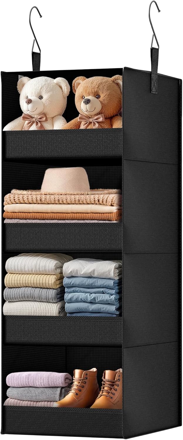 GRANNY SAYS 3-Shelf Hanging Closet Organizer and Storage, Collapsible Hanging Closet Shelves, Hanging Organizer for Closet & RV, Gray, 29 ½" H X 12" W X 12" D, 1-Pack