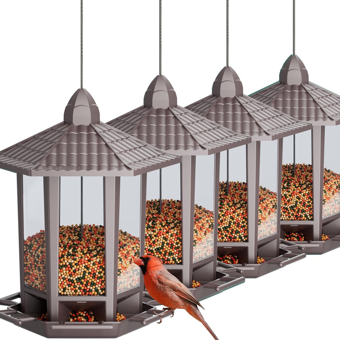 Birdream 2 Pack Bird Feeders for Outdoor Hanging, Retro Pagoda Design Fun Installation Bird Feeder, Attracting Wild Birds Chickadees Goldfinches Cardinals Finches and Sparrows