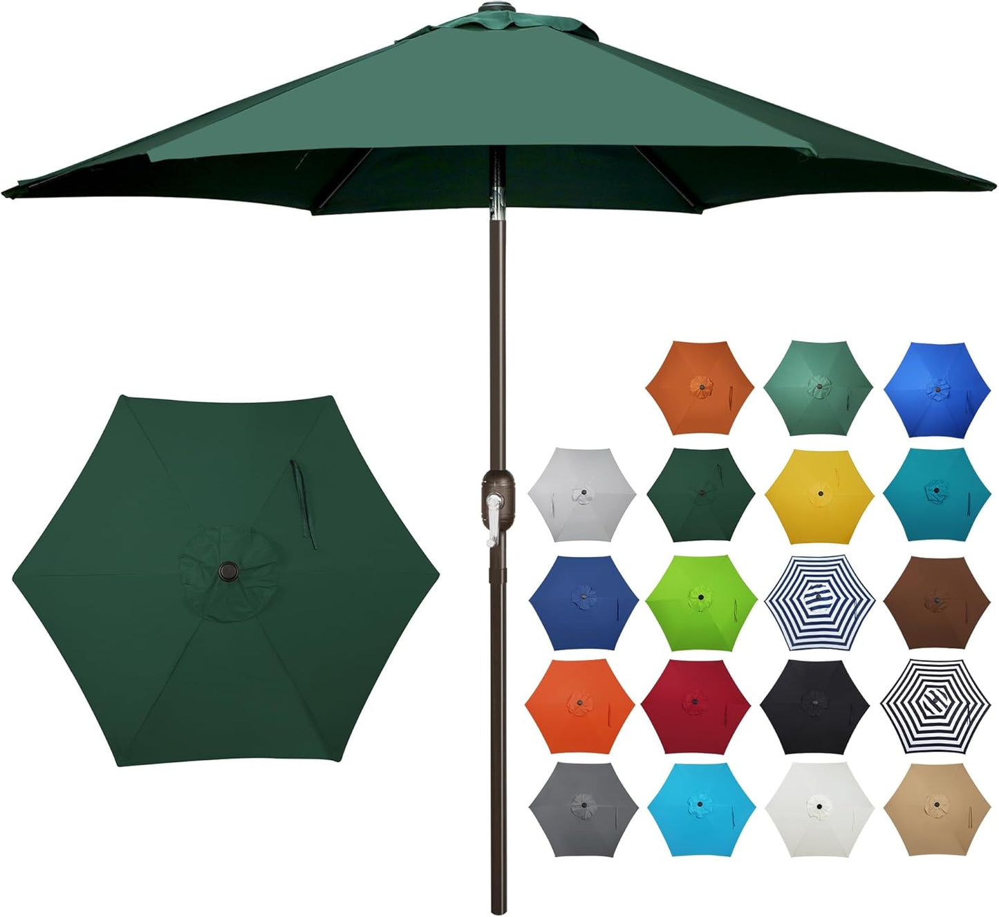 Blissun 7.5 ft Patio Umbrella, Yard Umbrella, Outdoor Market Umbrella with Push Button Tilt Crank (Blue&White)