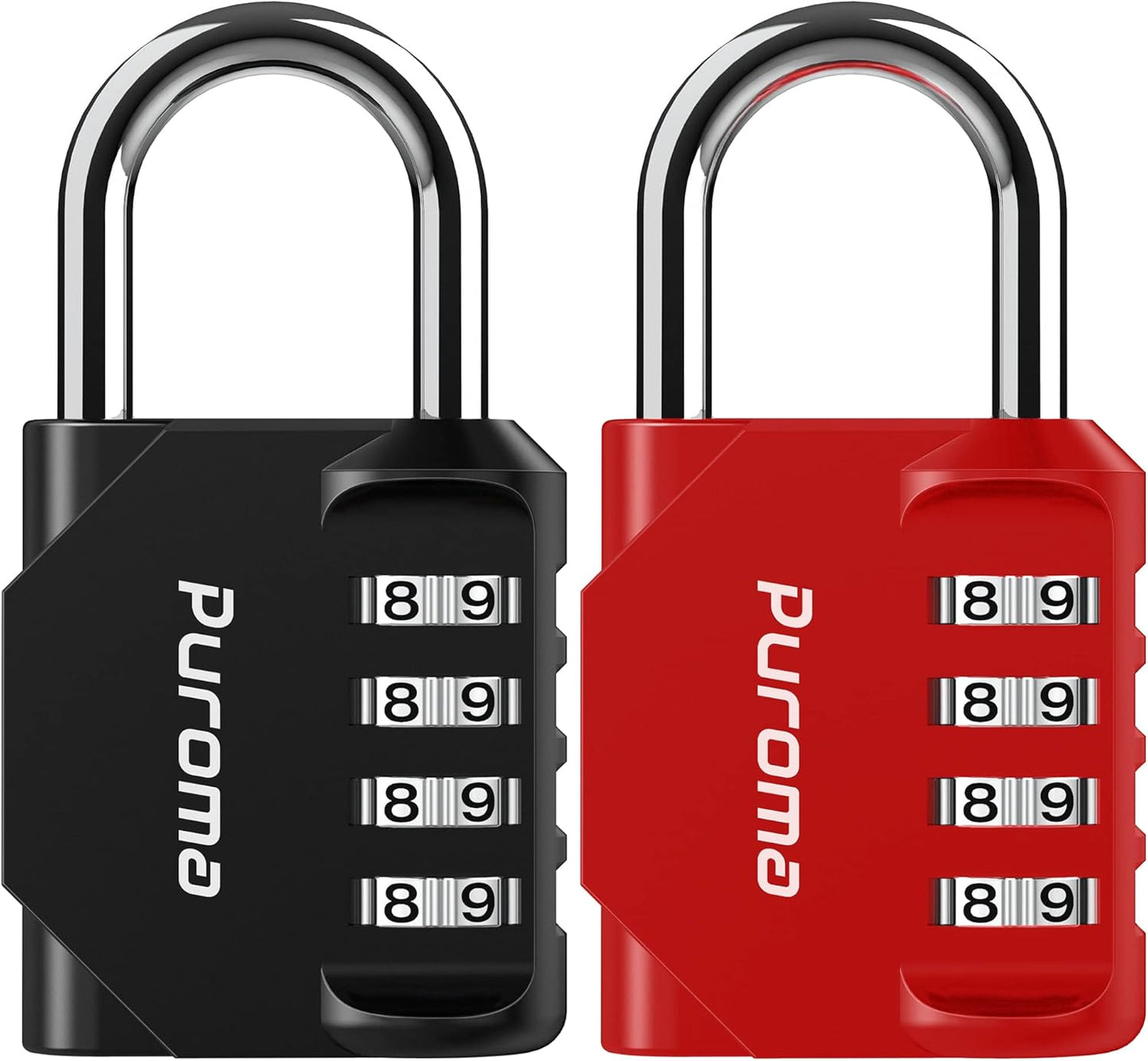 Puroma 2 Pack Combination Lock for Locker 4 Digit Outdoor Waterproof Padlock for School, Gym, Sports, Fence, Toolbox, Gate, Case, Outdoor, Hasp Storage (Black)