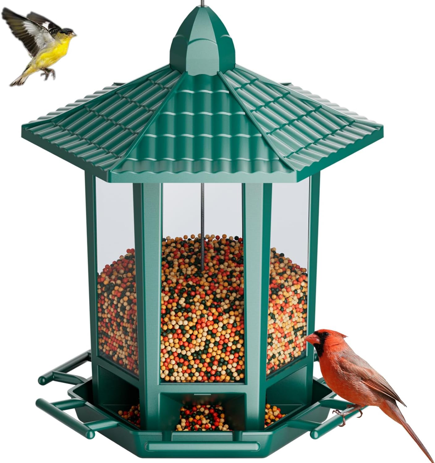 Birdream 2 Pack Bird Feeders for Outdoor Hanging, Retro Pagoda Design Fun Installation Bird Feeder, Attracting Wild Birds Chickadees Goldfinches Cardinals Finches and Sparrows