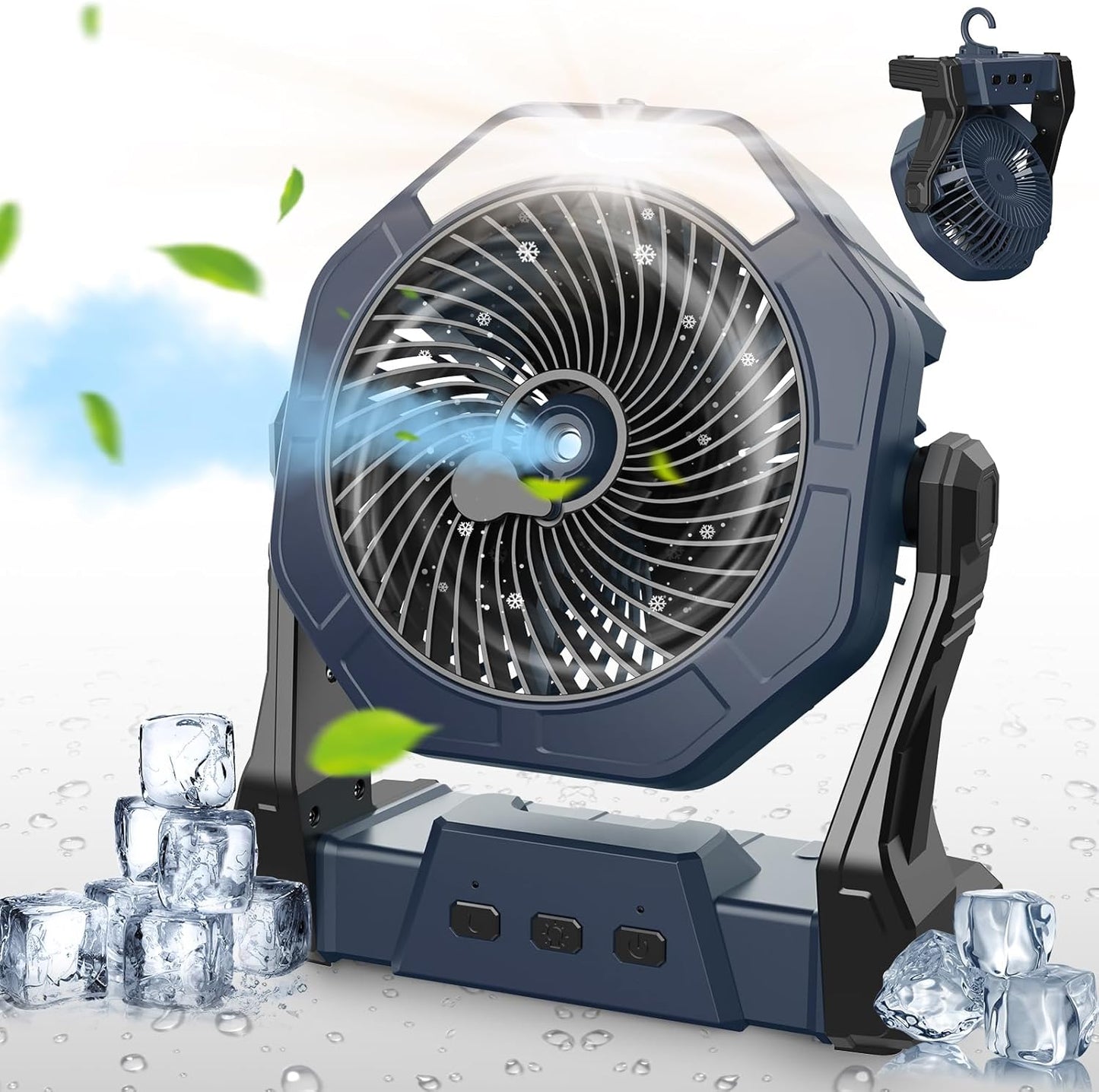 Ausic Portable Misting Camping Fans, [Max 35H Runtime] Outdoor Cooling Fan for Patios, 8 Inch Battery Operated Rechargeable Fans, Water Spray Fan with LED Light, Travel Beach Camp Essential