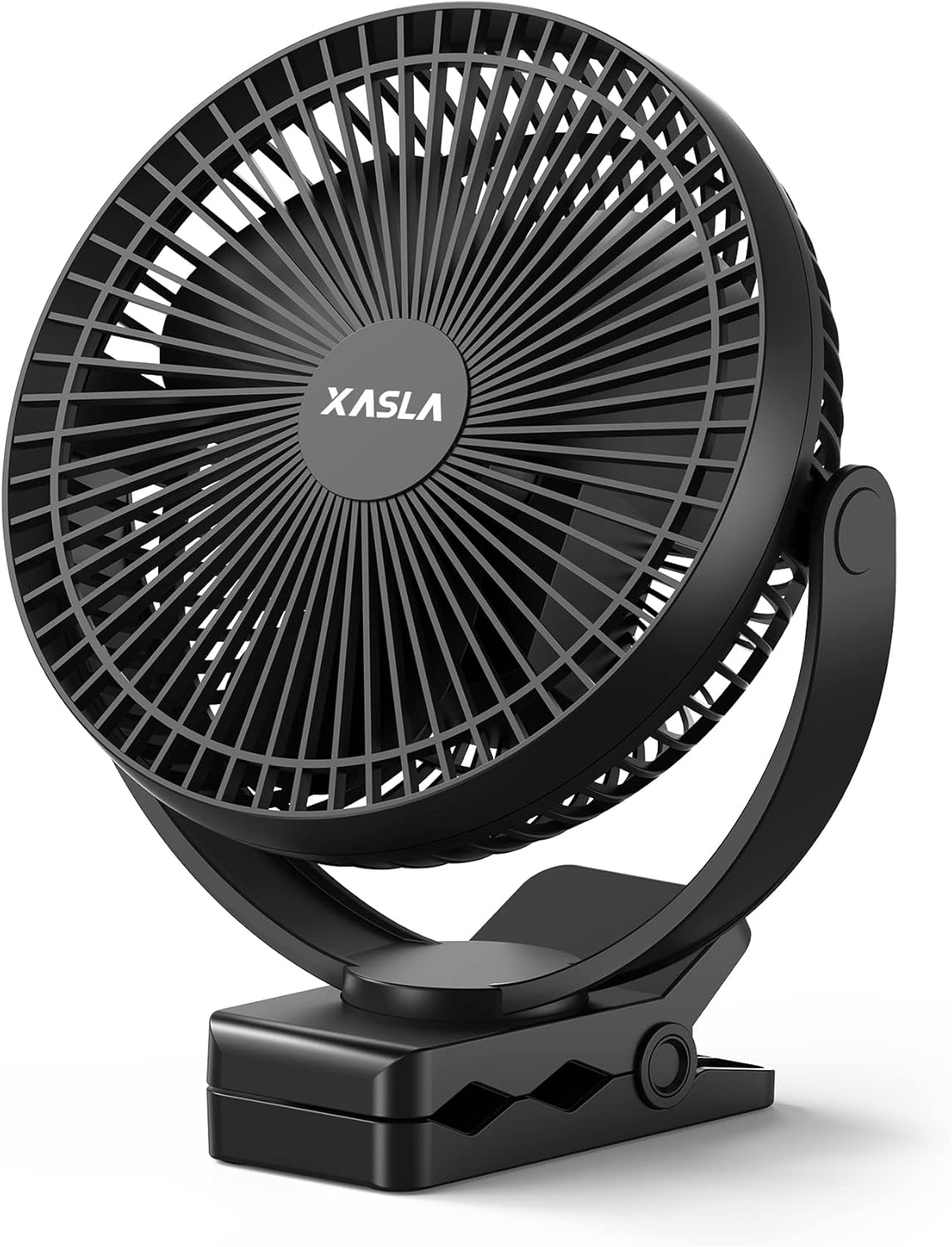 xasla 10000mAh Portable Rechargeable Clip on Fan, 8-inch Battery Operated, 4 Speeds, 24 Hours Work Time for Outdoor, Camping, Golf Cart, Home & Office Use (Blue)