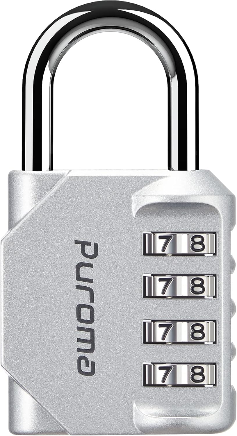Puroma 2 Pack Combination Lock for Locker 4 Digit Outdoor Waterproof Padlock for School, Gym, Sports, Fence, Toolbox, Gate, Case, Outdoor, Hasp Storage (Black)