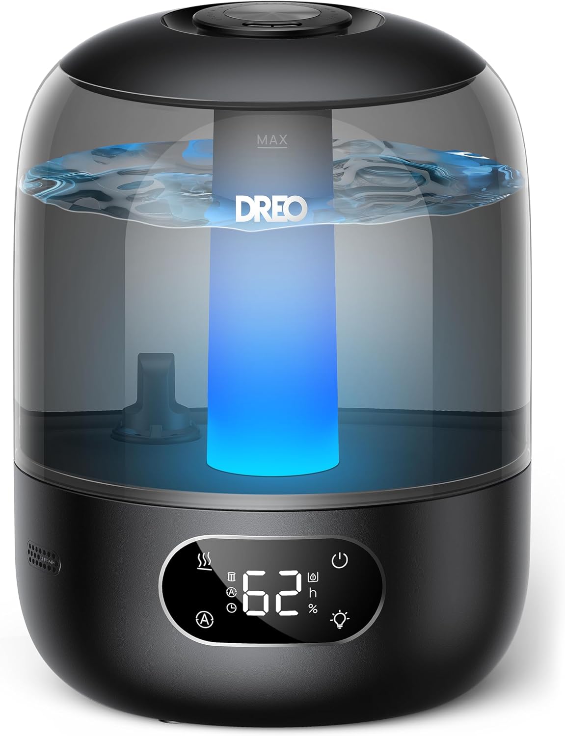DREO Humidifiers for Bedroom, 3L Top Fill 30H & 26dB Quiet Runtime for Large Room, Cool Mist Ultrasonic Humidifier with Humidity Sensor, Night Light for Home, Baby, Nursery, Plants, New Edition