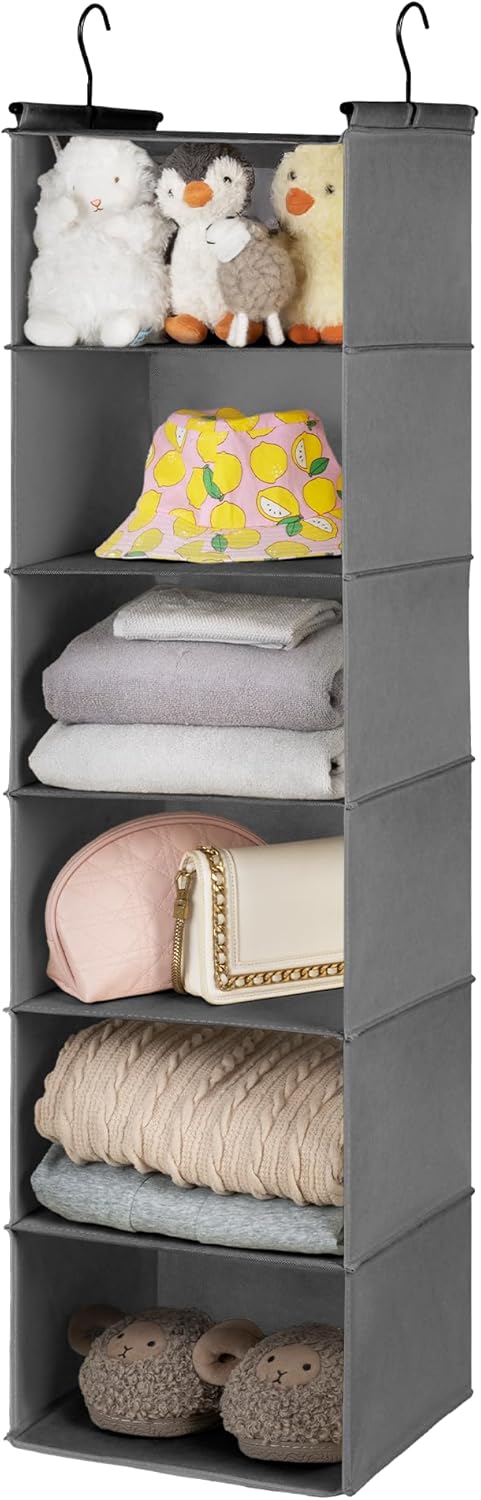 GRANNY SAYS 3-Shelf Hanging Closet Organizer and Storage, Collapsible Hanging Closet Shelves, Hanging Organizer for Closet & RV, Gray, 29 ½" H X 12" W X 12" D, 1-Pack