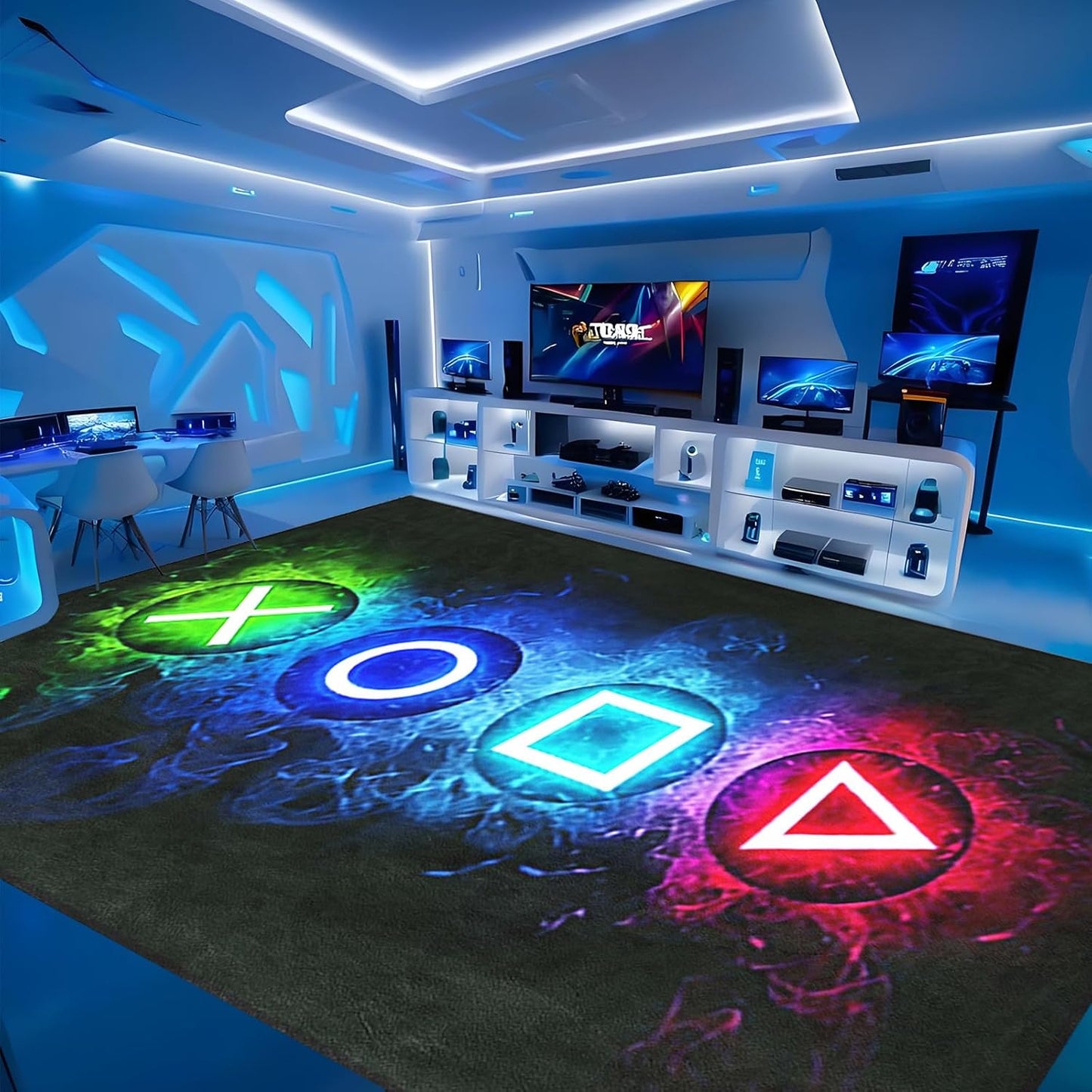 Gaming Area Rugs for Boys Cool Game Style Bedroom, Gamer Rug Boys Room Decor, Video Games Bedroom Carpet for Teens, Controller Gamepad Player Standing Throw Doormats Yoga Mat Black