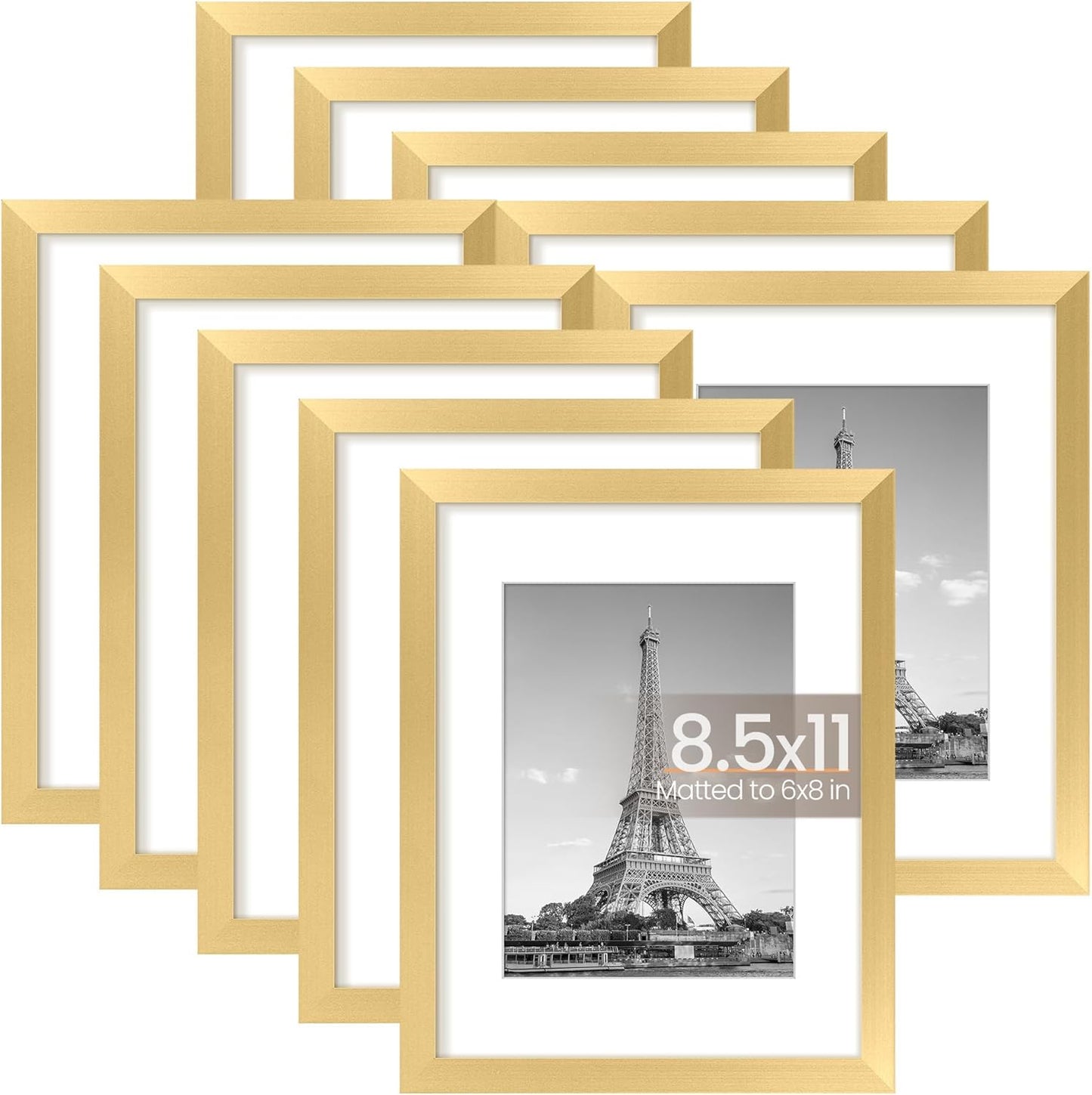 upsimples 5x7 Picture Frame Set of 10, Display Pictures 4x6 with Mat or 5x7 Without, Multi Photo Frames Collage for Wall or Tabletop Display, Black