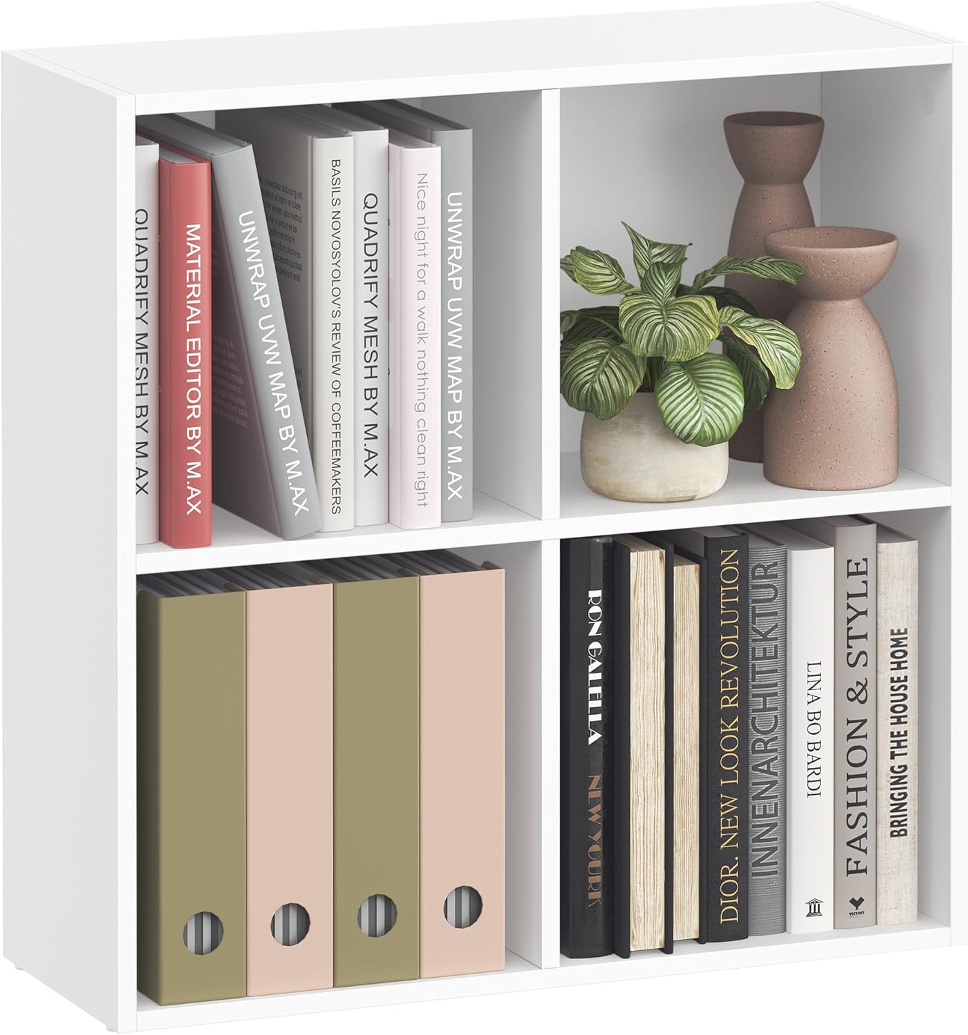 VASAGLE Bookcase, Bookshelf, Freestanding Storage Unit, 8 Open Compartments, Used Horizontally, Vertically, Upside Down, 11 x 35.4 x 39.4 Inches, for Living Room, Study, Office, Cloud White ULBC55WT