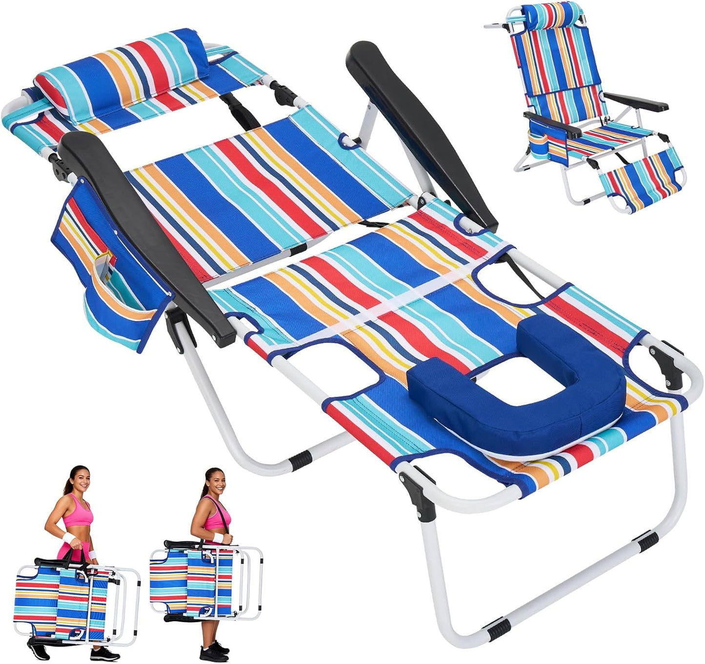 ABORON Chaise Lounge Chair,5 Positions Padded Outdoor Tanning Chair,Heavy Duty Portable Lounge Chair for Outdoor Sunbathing Patio Pool Lawn Deck Poolside,Support up to 440 Lbs