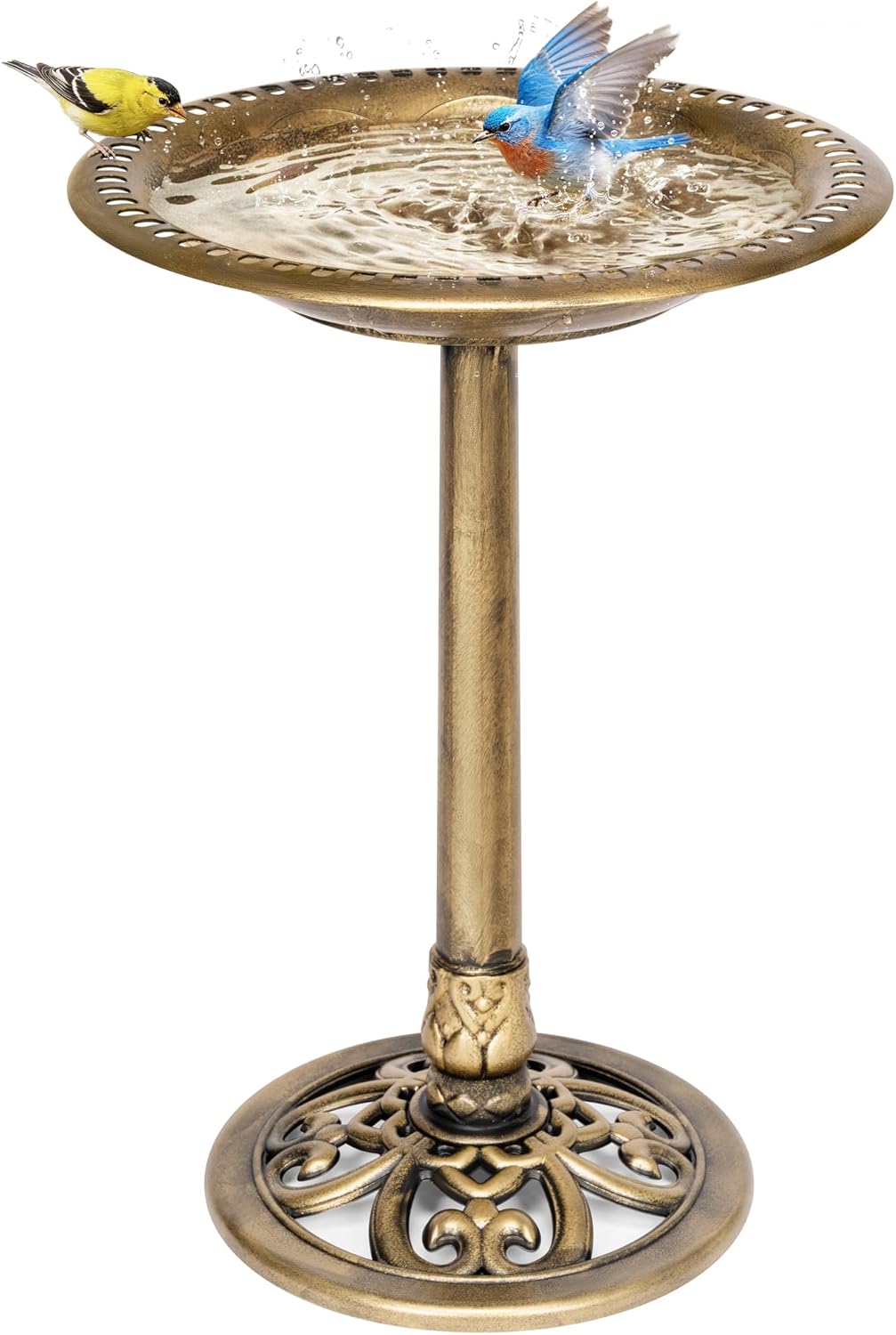 VIVOHOME Bird Bath for Outside, Polyresin Pedestal Bird Baths for Outdoor, Garden, 28 Inch Height Weather-Resistant Birdbaths with 20" Bowl, Green