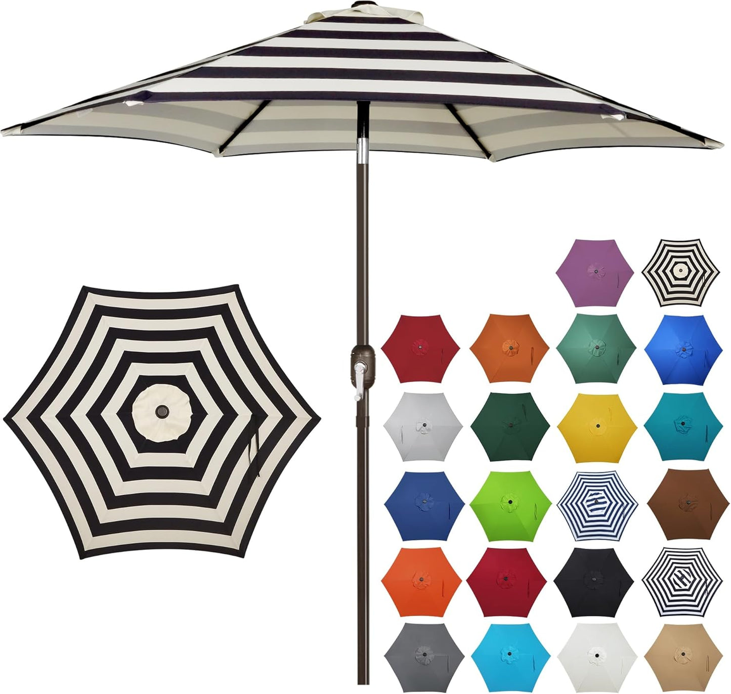 Blissun 7.5 ft Patio Umbrella, Yard Umbrella, Outdoor Market Umbrella with Push Button Tilt Crank (Blue&White)