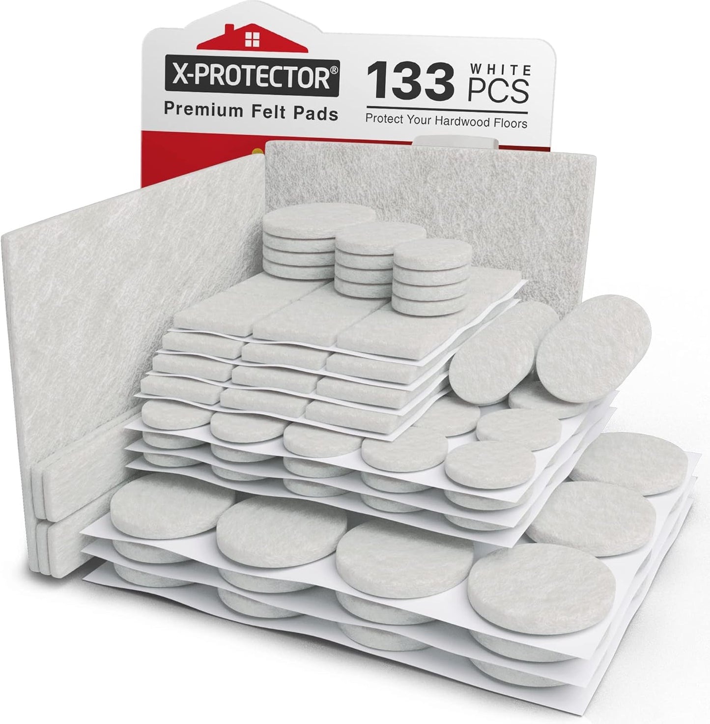Felt Furniture Pads X-PROTECTOR 133 PCS Premium Furniture Pads - Felt Pads Furniture Feet Best Wood Floor Protectors - Protect Your Hardwood & Laminate Flooring! Brown and Beige