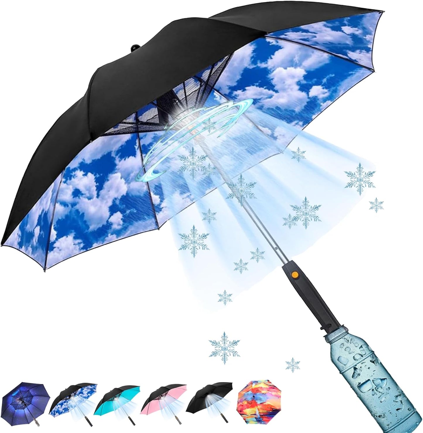 Umbrella with Fan and Mist Spray, 2025 upgraded UV Blocking Umbrella with Fan and Mister for Summer outdoor activities