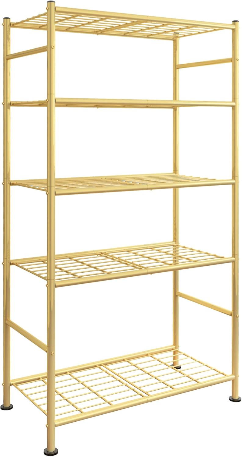 Storage Shelves - 5 Tier Shelf Organizer, Heavy Duty Garage Shelving Unit with Leveling Feet, Stable Metal Shelves Organizer for Pantry, Kitchen and Closet, 33.0" W x 12.6" D x 72.0" H, Black