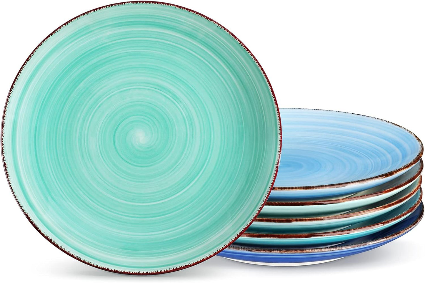 vancasso Bonita Dinner Plates, 10.5 Inch Ceramic Plates, Microwave, Oven and Dishwasher Safe Plates Set of 6 - Assorted Colors