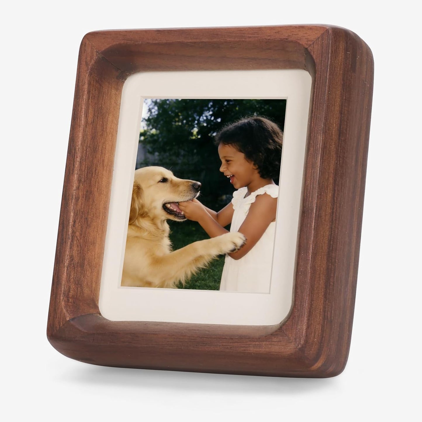 Solid Walnut Picture Frame for Instax Wide & Square Photos, Small Solid Wood Photo Frame with Joinery Corners, Tabletop Display (Walnut, For 4.2x3.5/4.3x3.4 Photo)