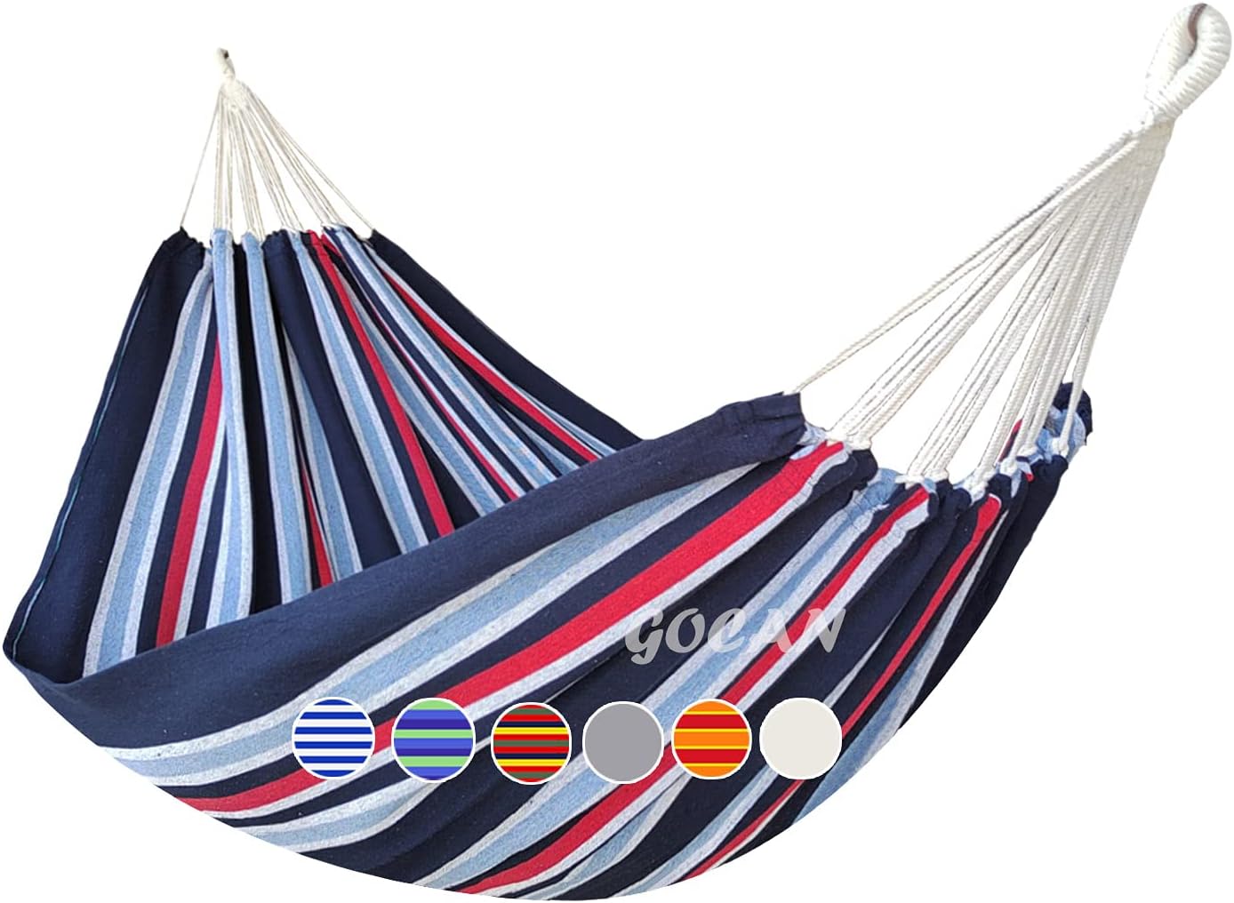 GOCAN Double Hammock 2 Person Extra Large 220x150cm Total Length 330cm Load 500lb Canvas Cotton Hammock for Patio Porch Garden Backyard Lounging Outdoor and Indoor with Removable Spreader bar
