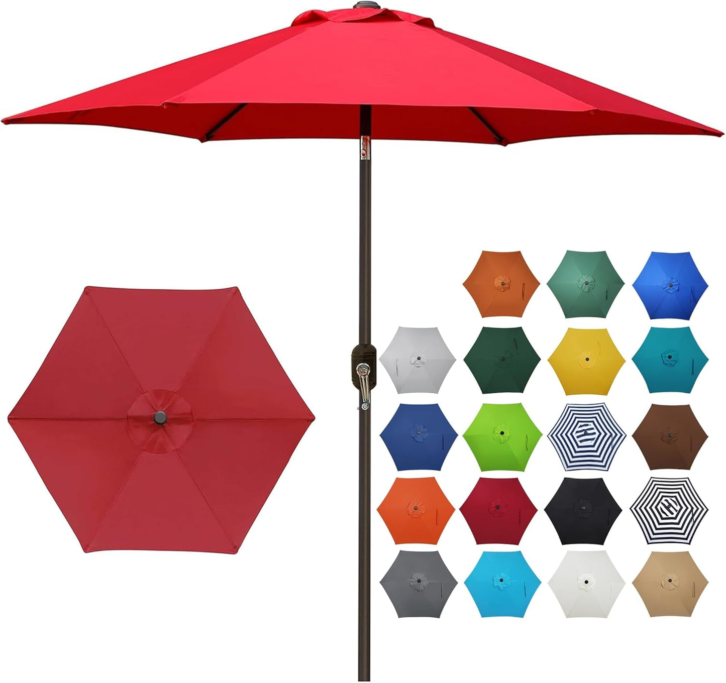 Blissun 7.5 ft Patio Umbrella, Yard Umbrella, Outdoor Market Umbrella with Push Button Tilt Crank (Blue&White)