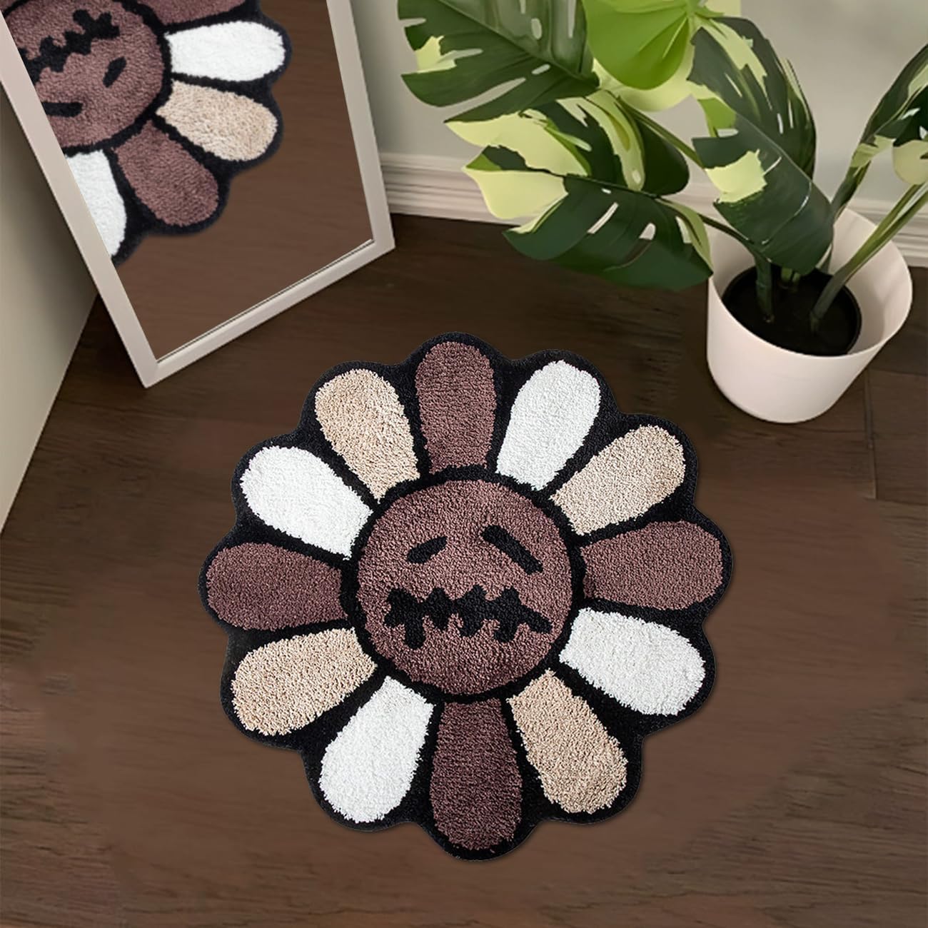 Trippy Happy Face Rug Cool Rugs Tufted Quick Dry Bath Mats for Bathroom Non Slip Bath Mat Water Absorbent 2FT Black Bathroom Rugs Halloween Gothic Ghost Skull Horror Decor Carpet