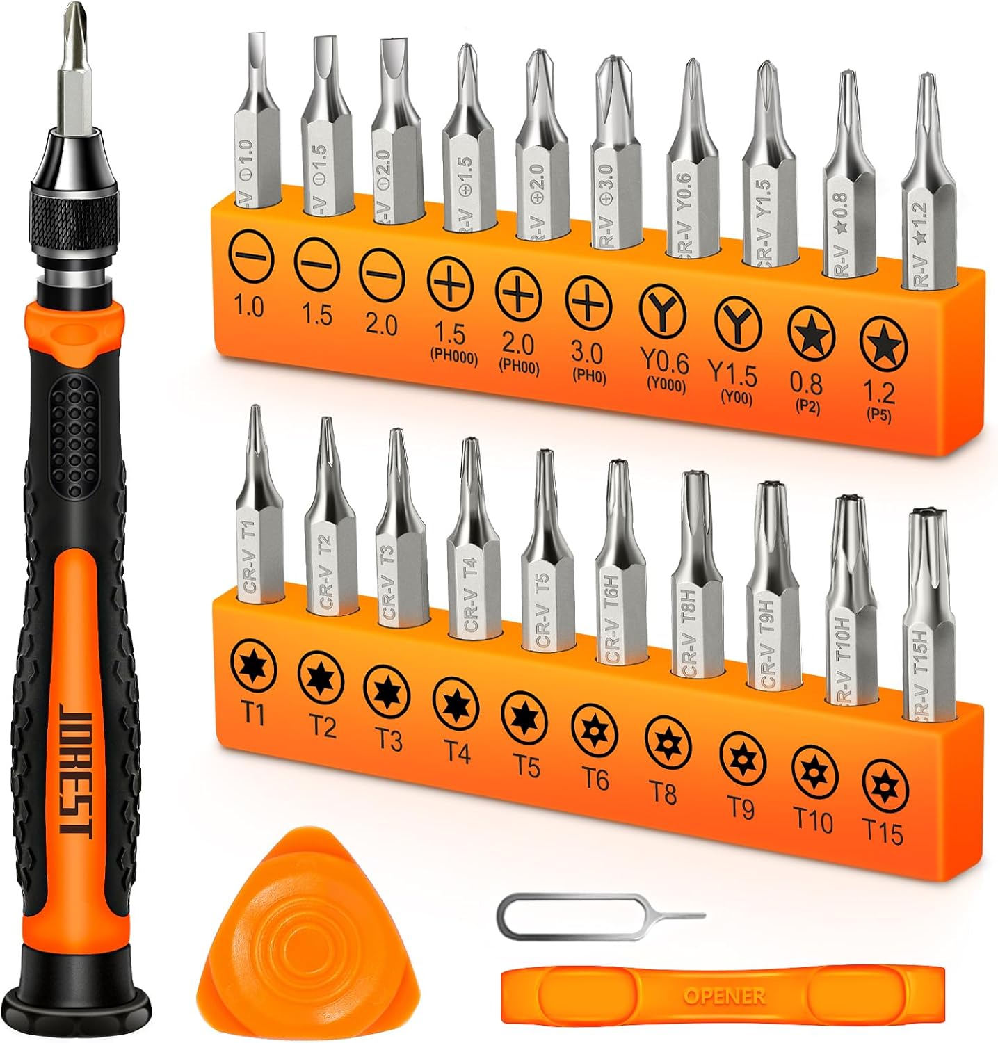 JOREST 40Pcs Small Precision Screwdriver Set with Torx Triwing Phillips, Mini Repair Tool Kit for Macbook, Computer, Laptop, PC, iPhone, PS5, Xbox, Switch, Glasses, Watch, Ring Doorbell, Electronics