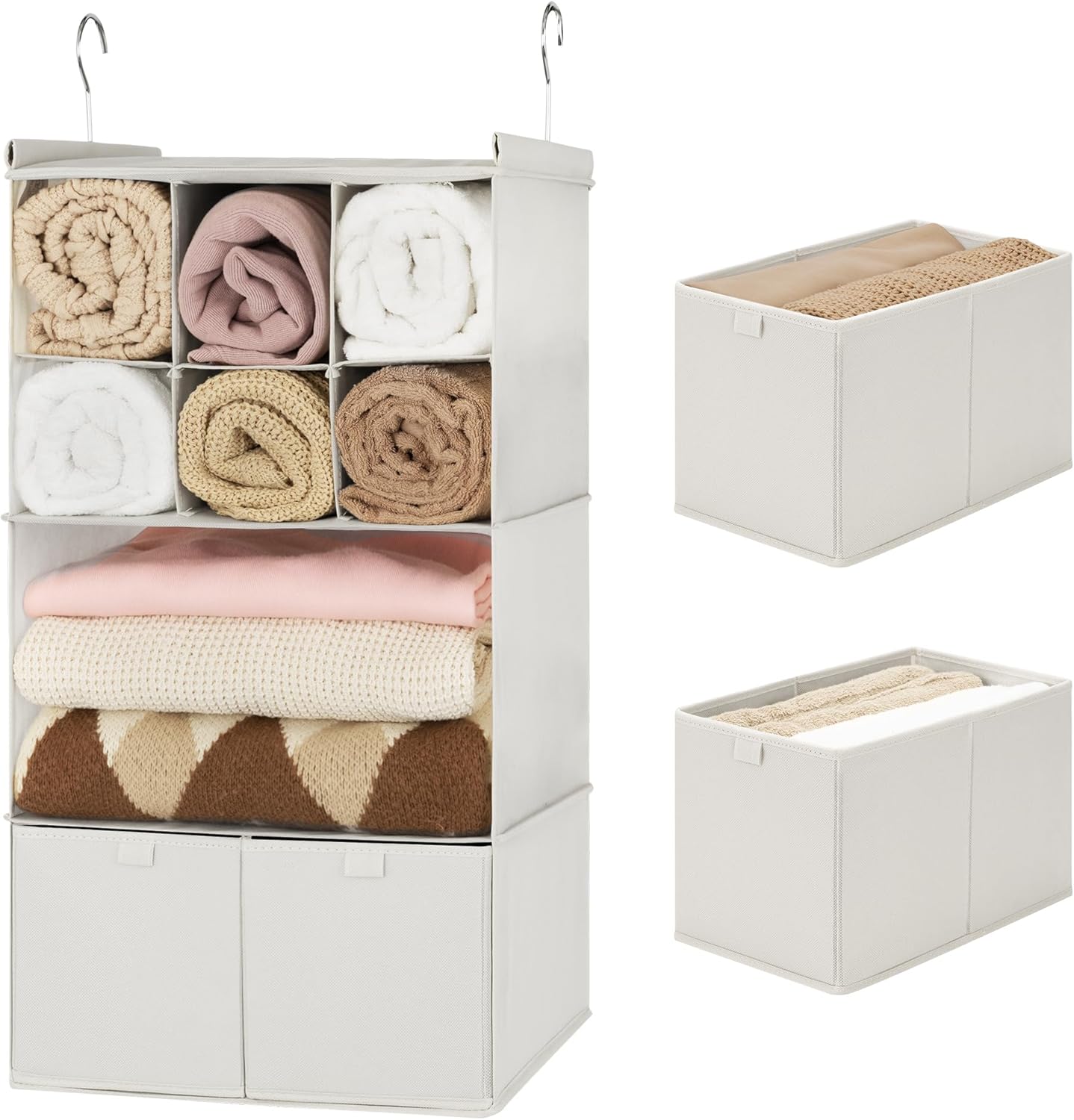 GRANNY SAYS 3-Shelf Hanging Closet Organizer and Storage, Collapsible Hanging Closet Shelves, Hanging Organizer for Closet & RV, Gray, 29 ½" H X 12" W X 12" D, 1-Pack