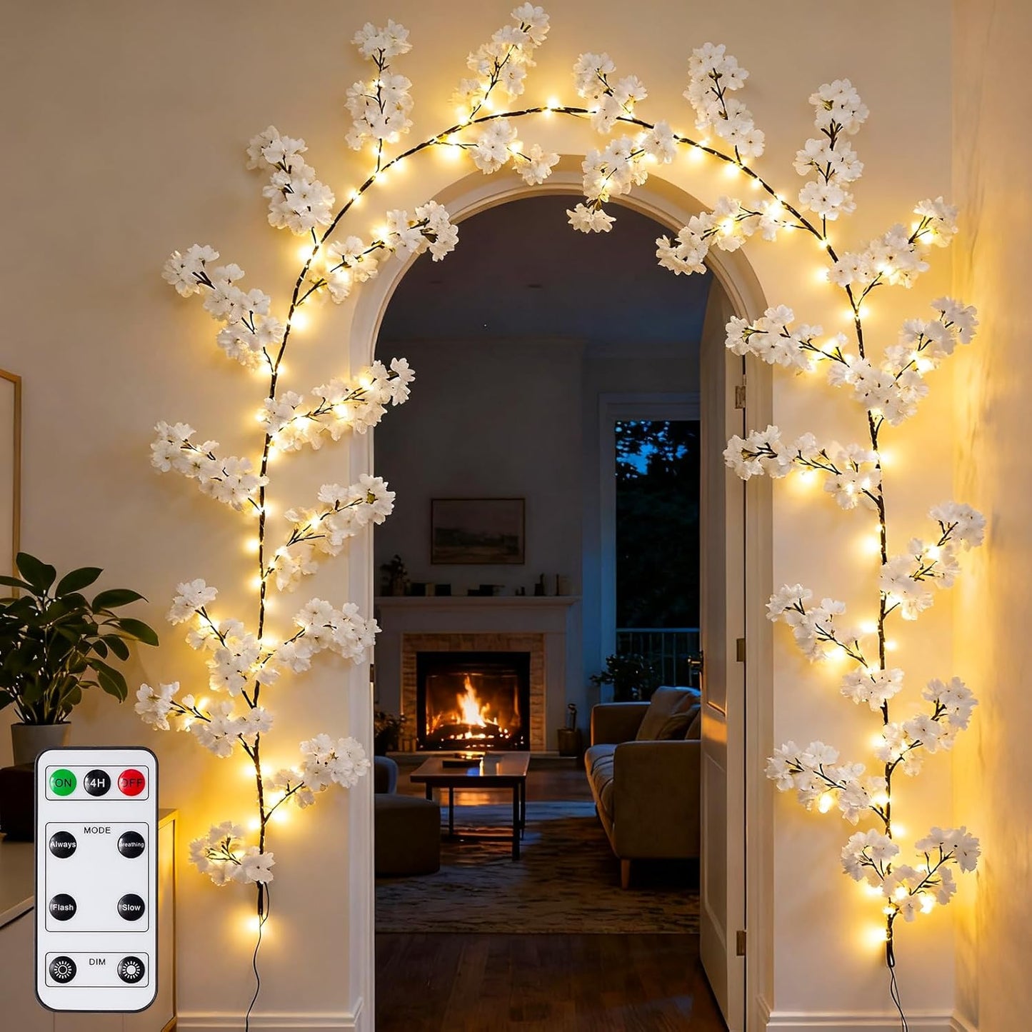 GOESWELL Enchanted Willow Vine Lights with Remote: 7.5Ft 144 LEDs Brown Twig Tree Branch Lights with Timer Dimmer for Indoor Living Room Bedroom Forest Boho Farmhouse Christmas Decor