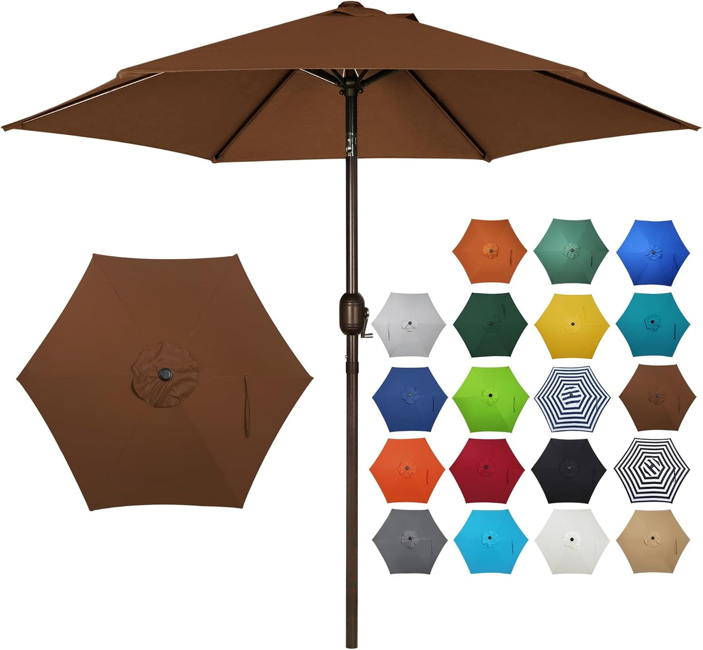 Blissun 7.5 ft Patio Umbrella, Yard Umbrella, Outdoor Market Umbrella with Push Button Tilt Crank (Blue&White)