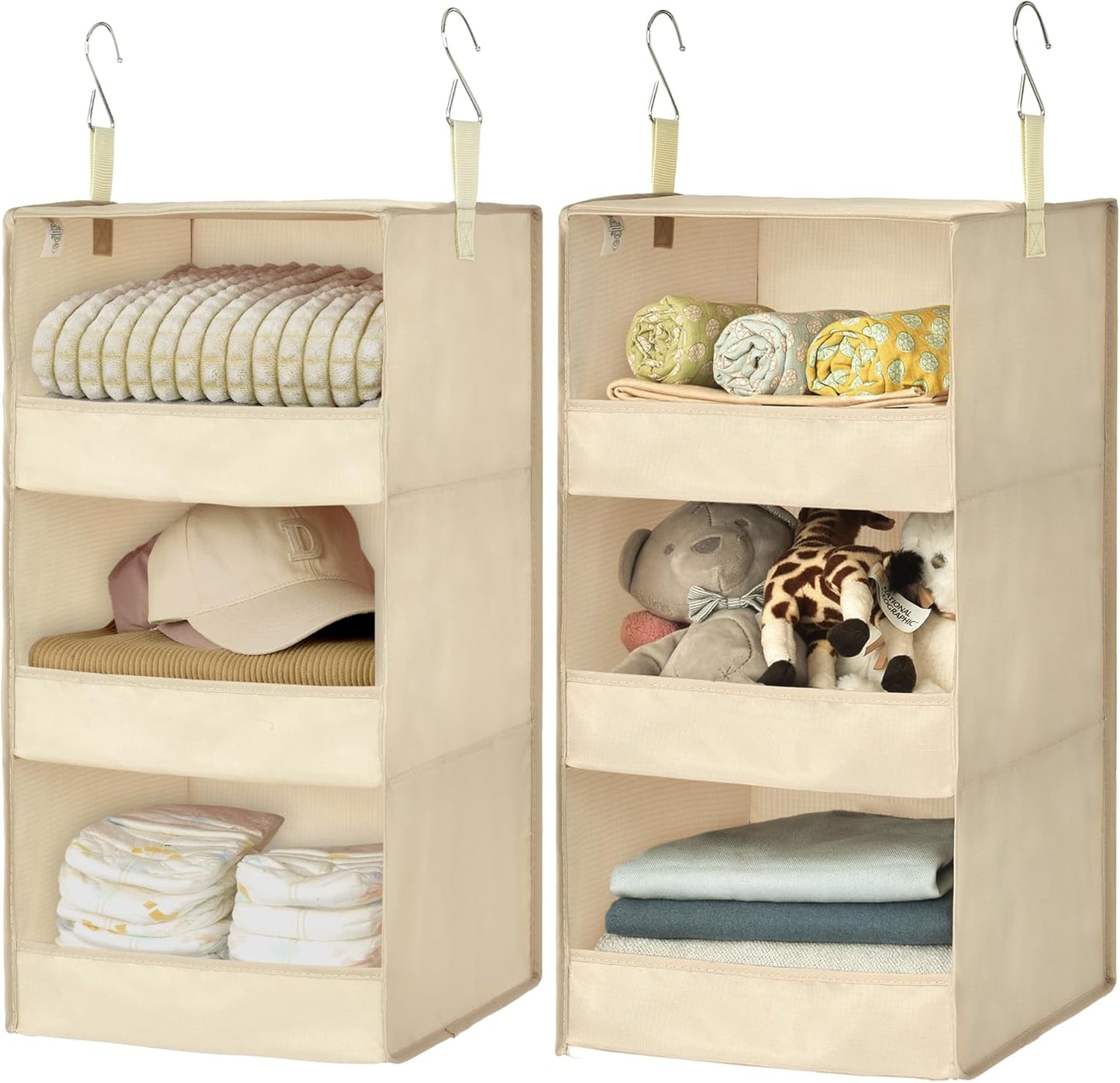 GRANNY SAYS 3-Shelf Hanging Closet Organizer and Storage, Collapsible Hanging Closet Shelves, Hanging Organizer for Closet & RV, Gray, 29 ½" H X 12" W X 12" D, 1-Pack