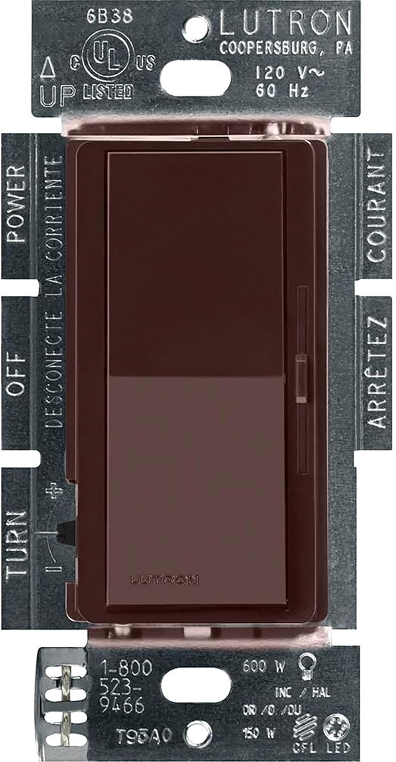 Lutron Diva LED+ Dimmer Light Switch for Dimmable LED, Halogen, and Incandescent Bulbs, 150 Watt, Single-Pole or 3-Way, DVCL-153P-WH, White