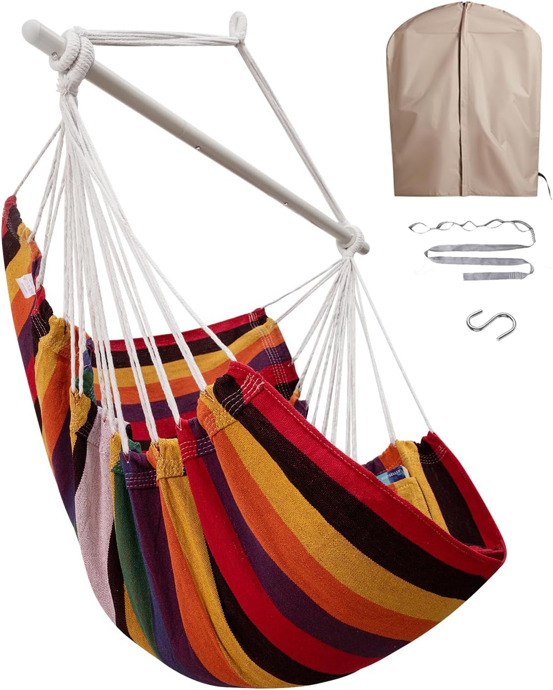 MIZTLI Hammock Chair Swing Indoor Hammock for Bedroom - Max 500 Lbs－Steel Spreader Bar with Anti-Slip Rings-Indoor & Outdoor