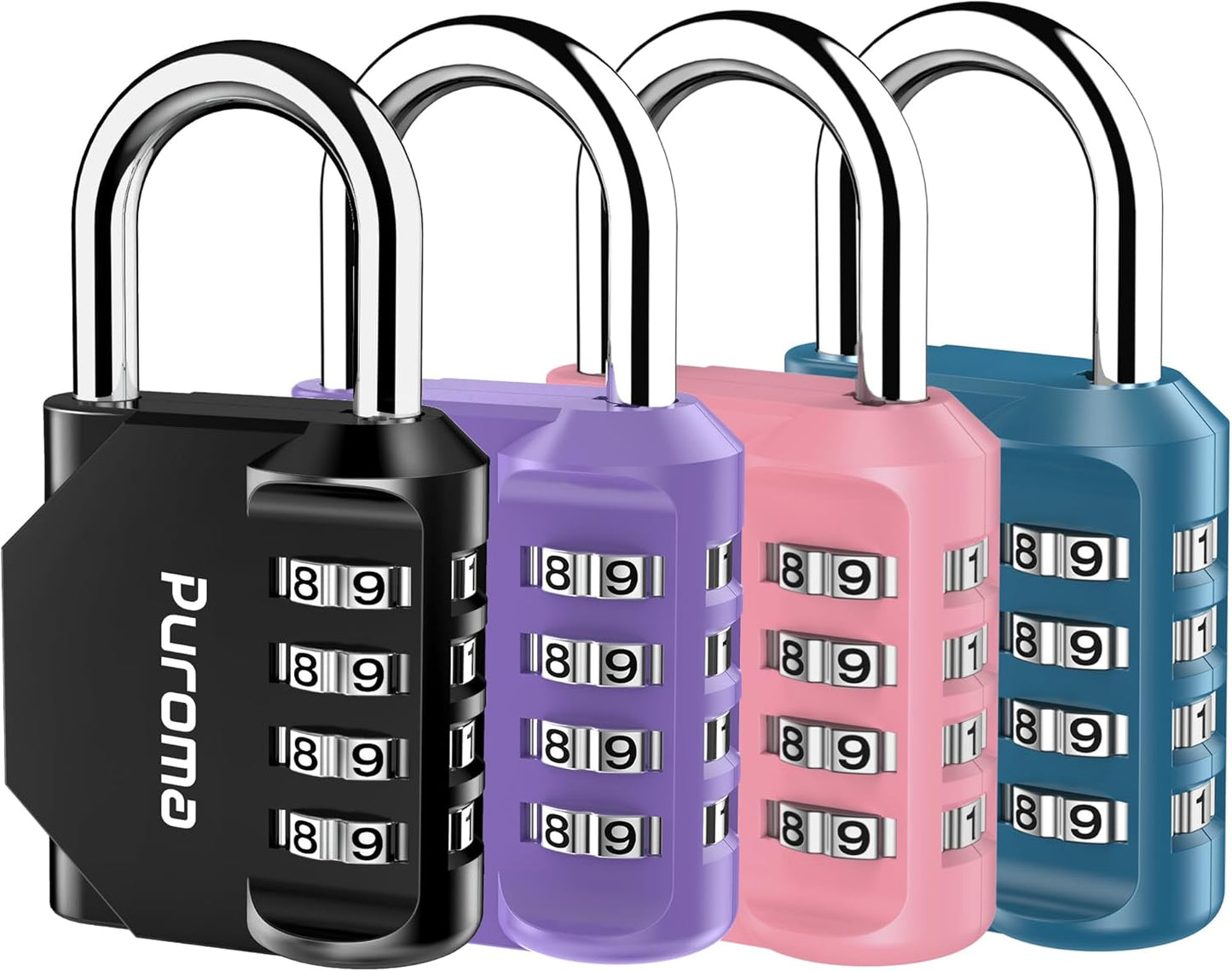 Puroma 2 Pack Combination Lock for Locker 4 Digit Outdoor Waterproof Padlock for School, Gym, Sports, Fence, Toolbox, Gate, Case, Outdoor, Hasp Storage (Black)