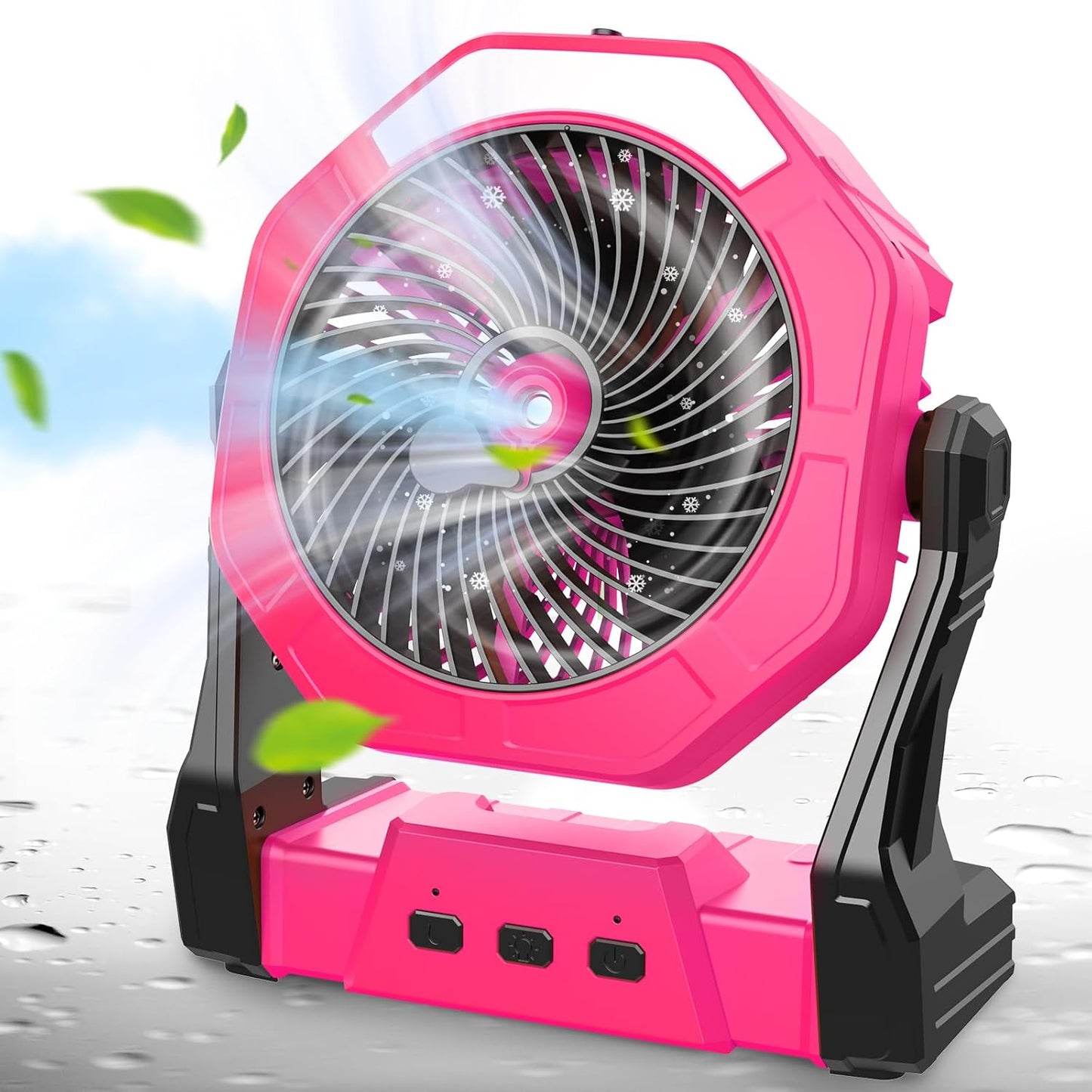 Ausic Portable Misting Camping Fans, [Max 35H Runtime] Outdoor Cooling Fan for Patios, 8 Inch Battery Operated Rechargeable Fans, Water Spray Fan with LED Light, Travel Beach Camp Essential