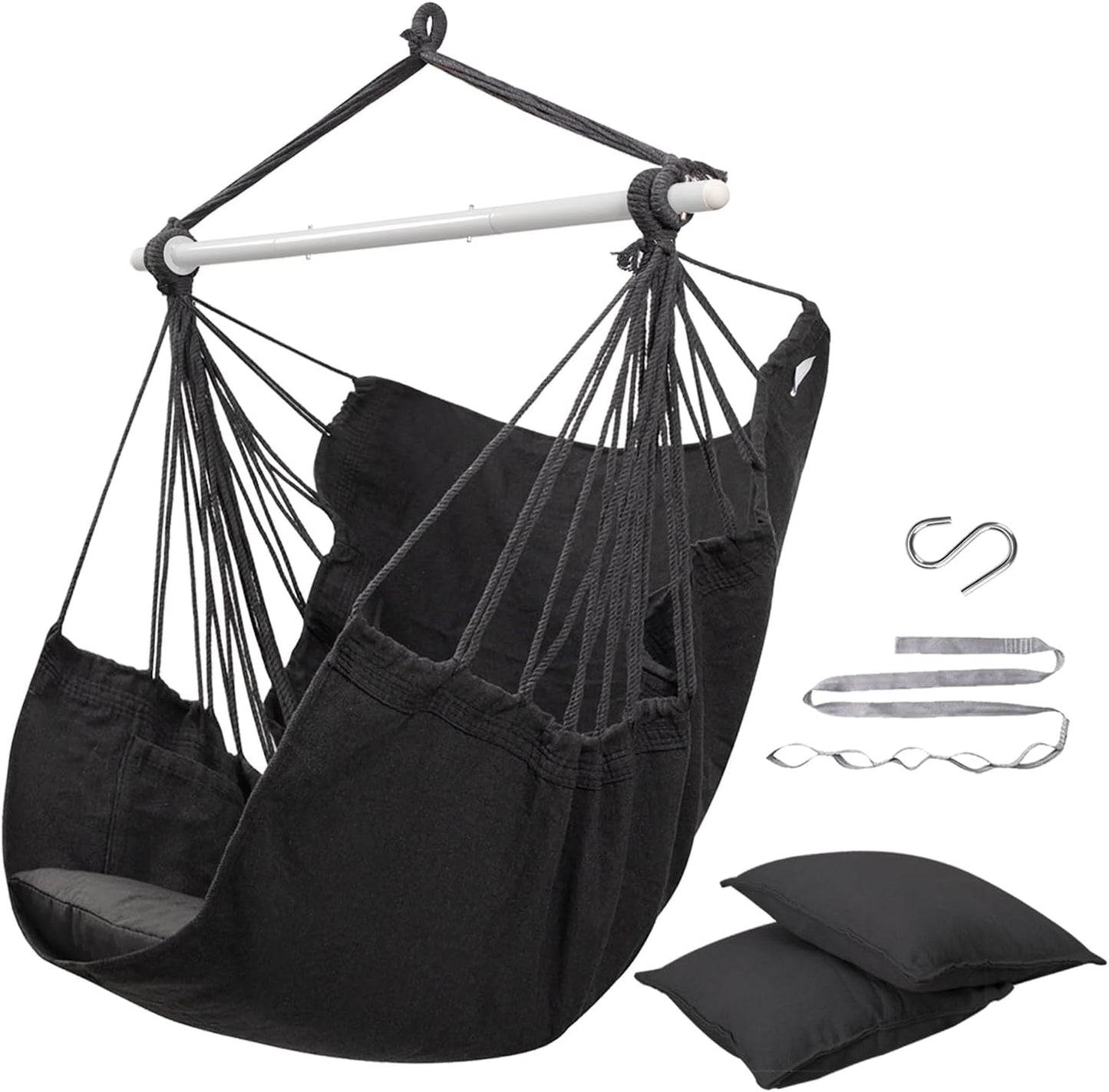 ADVOKAIR Hammock Chair Swing, Heavy-Duty Hanging Rope Swing Seat Supports 500 Lbs, Ideal for Outdoor Patio, Backyard, Porch, Deck & Indoor Bedroom Use