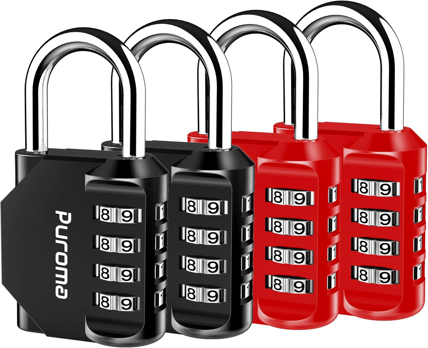 Puroma 2 Pack Combination Lock for Locker 4 Digit Outdoor Waterproof Padlock for School, Gym, Sports, Fence, Toolbox, Gate, Case, Outdoor, Hasp Storage (Black)