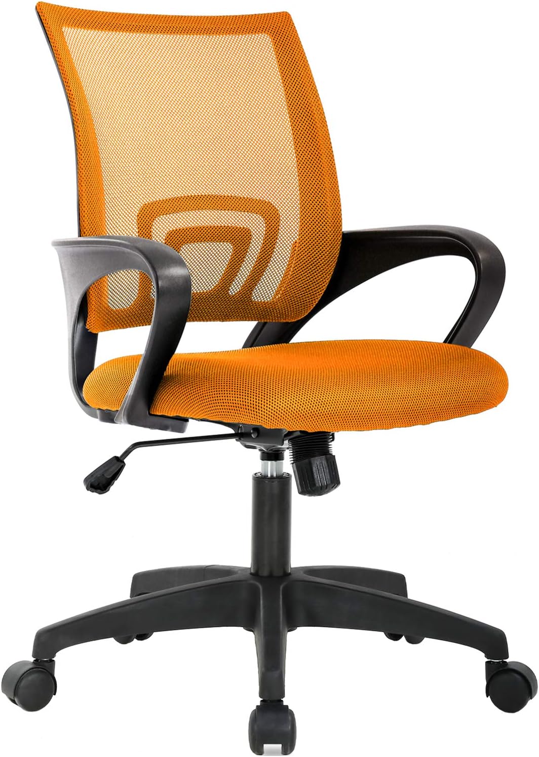 BestOffice | Ergonomic Office Chair | Mid-Back Swivel Desk Chair | Breathable Backrest & Lumbar Support | Adjustable Height | Sponge Seat | Rolling Wheels | White | for Adults & Women