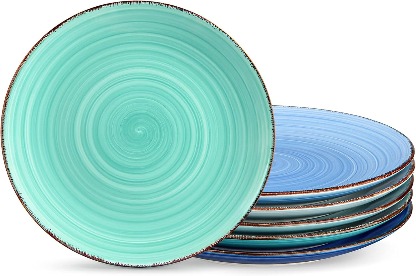 vancasso Bonita Dinner Plates, 10.5 Inch Ceramic Plates, Microwave, Oven and Dishwasher Safe Plates Set of 6 - Assorted Colors