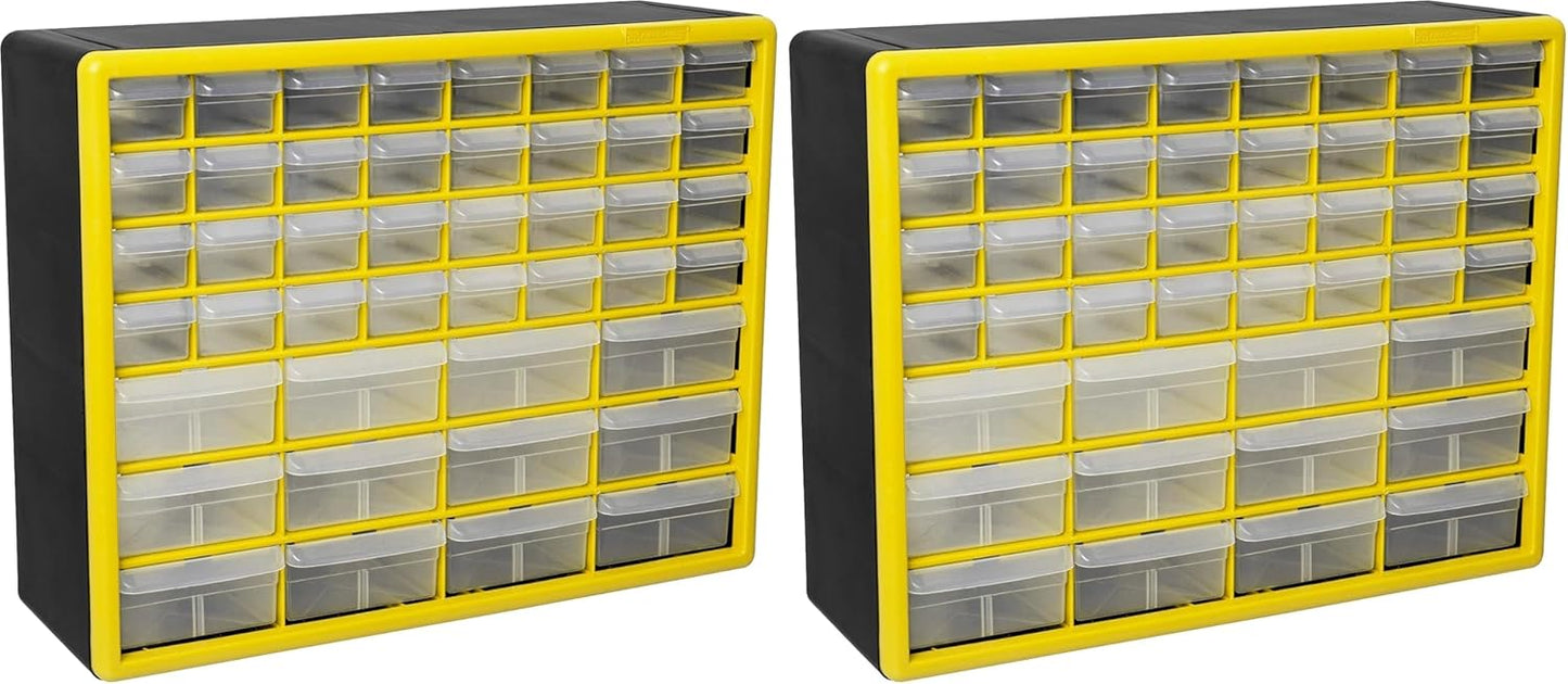 Akro-Mils 44-Drawer Plastic Drawer Storage Cabinet for Garage Organization, Bead Organizer, Building Bricks Storage, Teacher Toolbox, Makeup Organizer, 20" W x 6" D x 16" H, 10144 Black