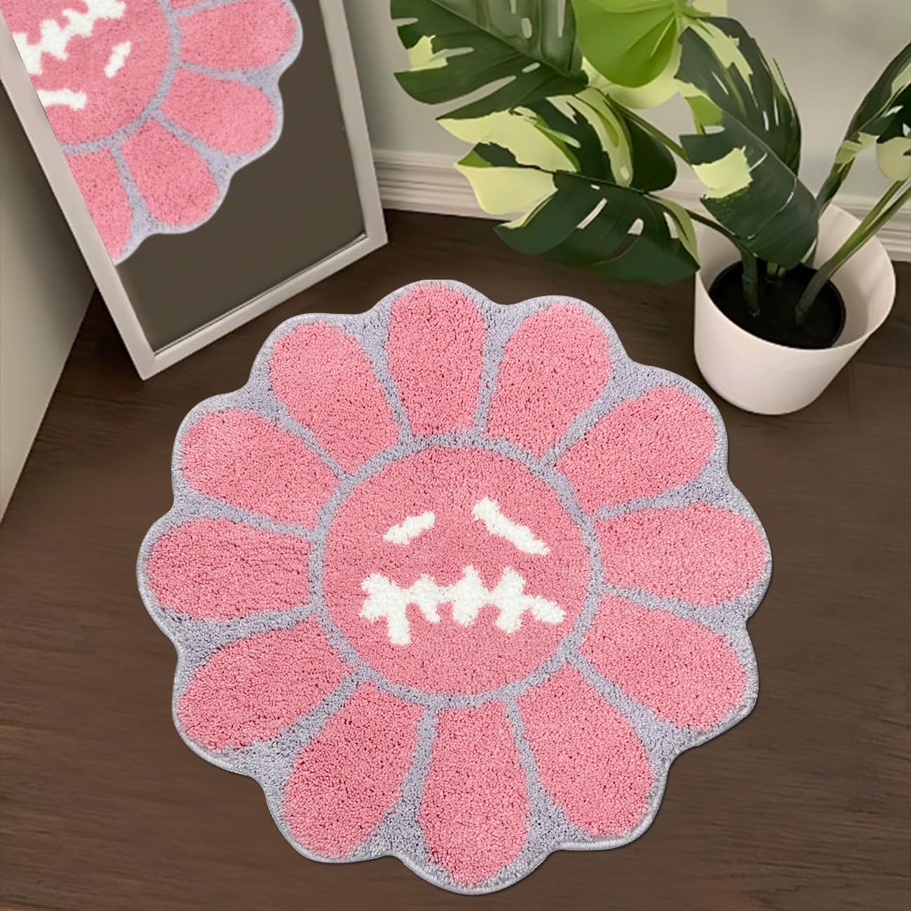Trippy Happy Face Rug Cool Rugs Tufted Quick Dry Bath Mats for Bathroom Non Slip Bath Mat Water Absorbent 2FT Black Bathroom Rugs Halloween Gothic Ghost Skull Horror Decor Carpet