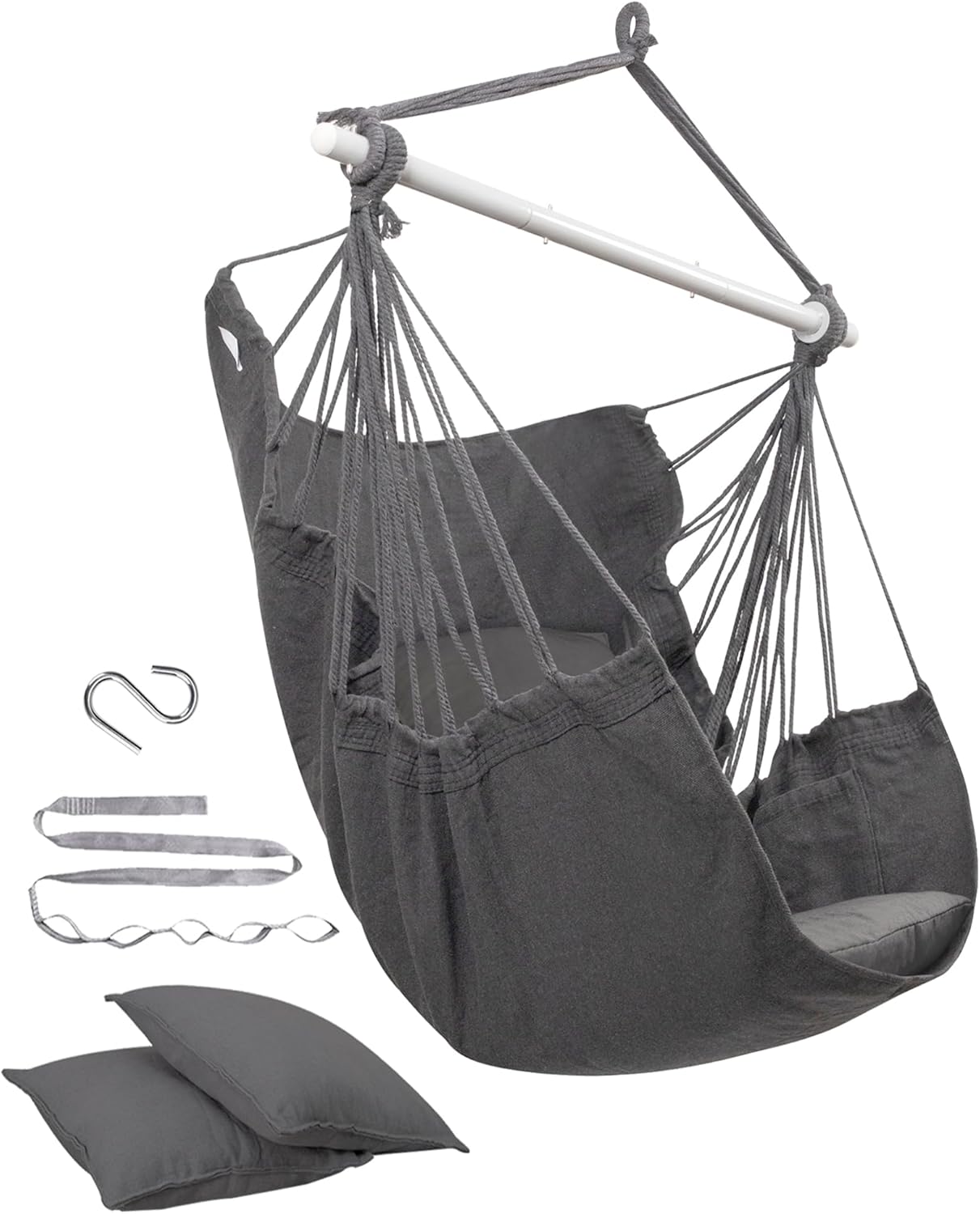 MIZTLI Hammock Chair Swing Indoor Hammock for Bedroom - Max 500 Lbs－Steel Spreader Bar with Anti-Slip Rings-Indoor & Outdoor