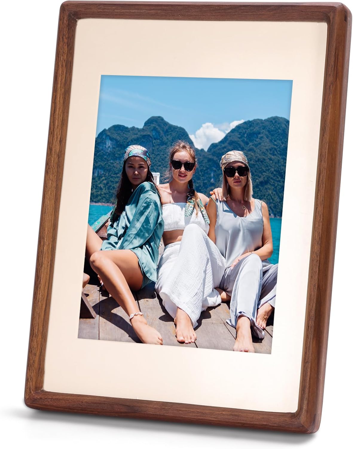 Solid Walnut Picture Frame for Instax Wide & Square Photos, Small Solid Wood Photo Frame with Joinery Corners, Tabletop Display (Walnut, For 4.2x3.5/4.3x3.4 Photo)