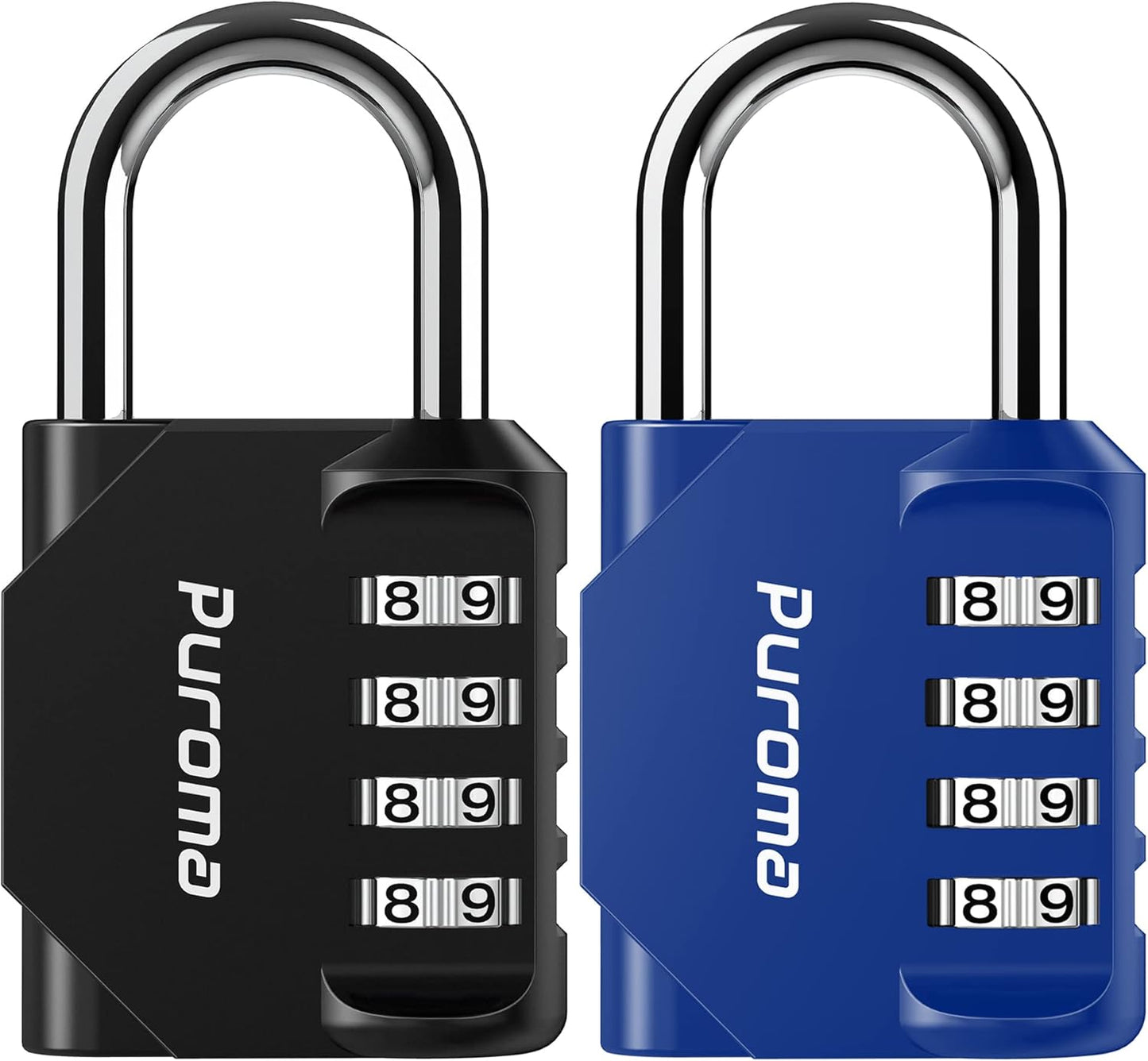 Puroma 2 Pack Combination Lock for Locker 4 Digit Outdoor Waterproof Padlock for School, Gym, Sports, Fence, Toolbox, Gate, Case, Outdoor, Hasp Storage (Black)