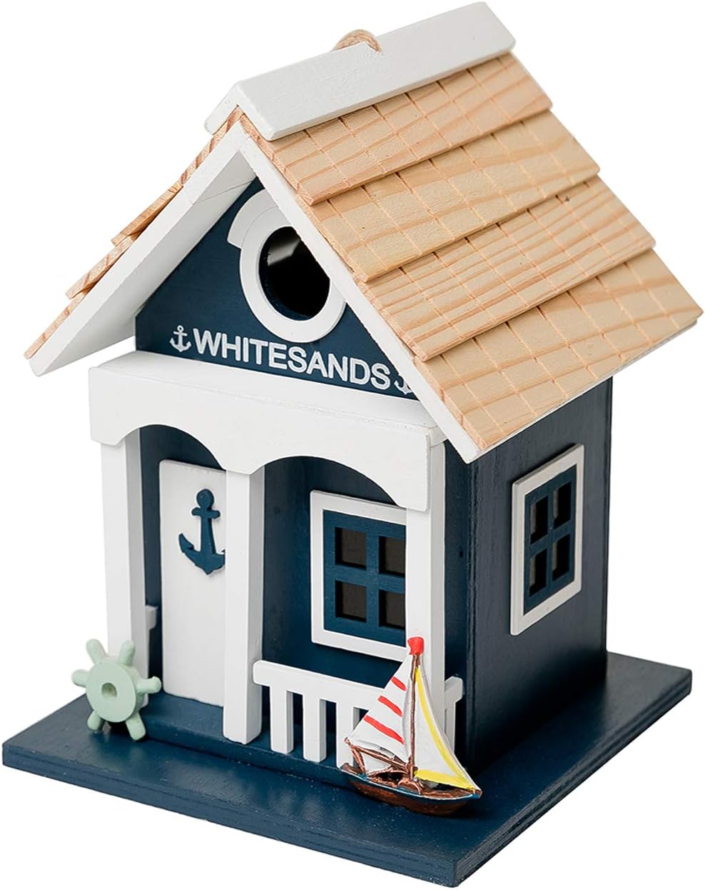 MEWANG Nature's Elegance Bird Feeder - Wooden Bird House, Exquisitely Crafted, Beautifully Decorative & Hang for Backyard Wildlife(White)
