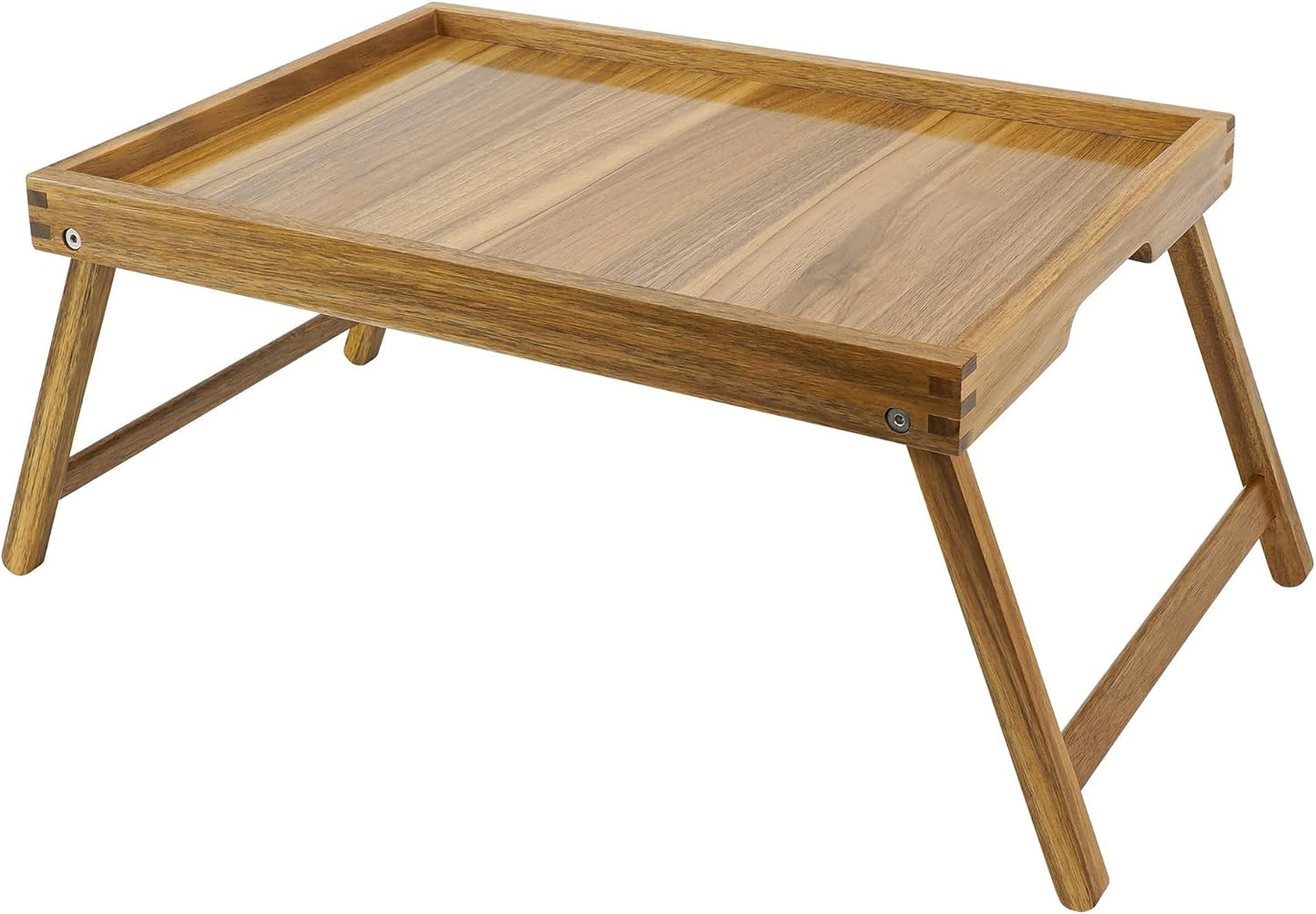 VaeFae Acacia Bed Table Tray, Wooden Breakfast Tray with Folding Legs, Bed Tray for Eating and Laptop, Eating Trays for Bedroom