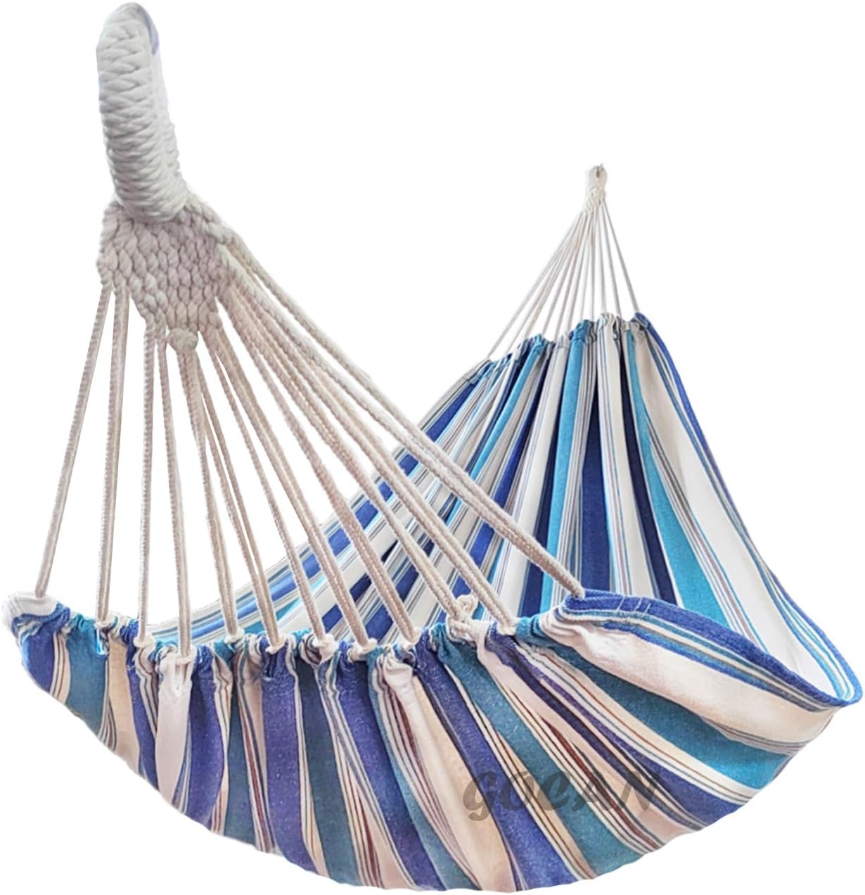 GOCAN Double Hammock 2 Person Extra Large 220x150cm Total Length 330cm Load 500lb Canvas Cotton Hammock for Patio Porch Garden Backyard Lounging Outdoor and Indoor with Removable Spreader bar